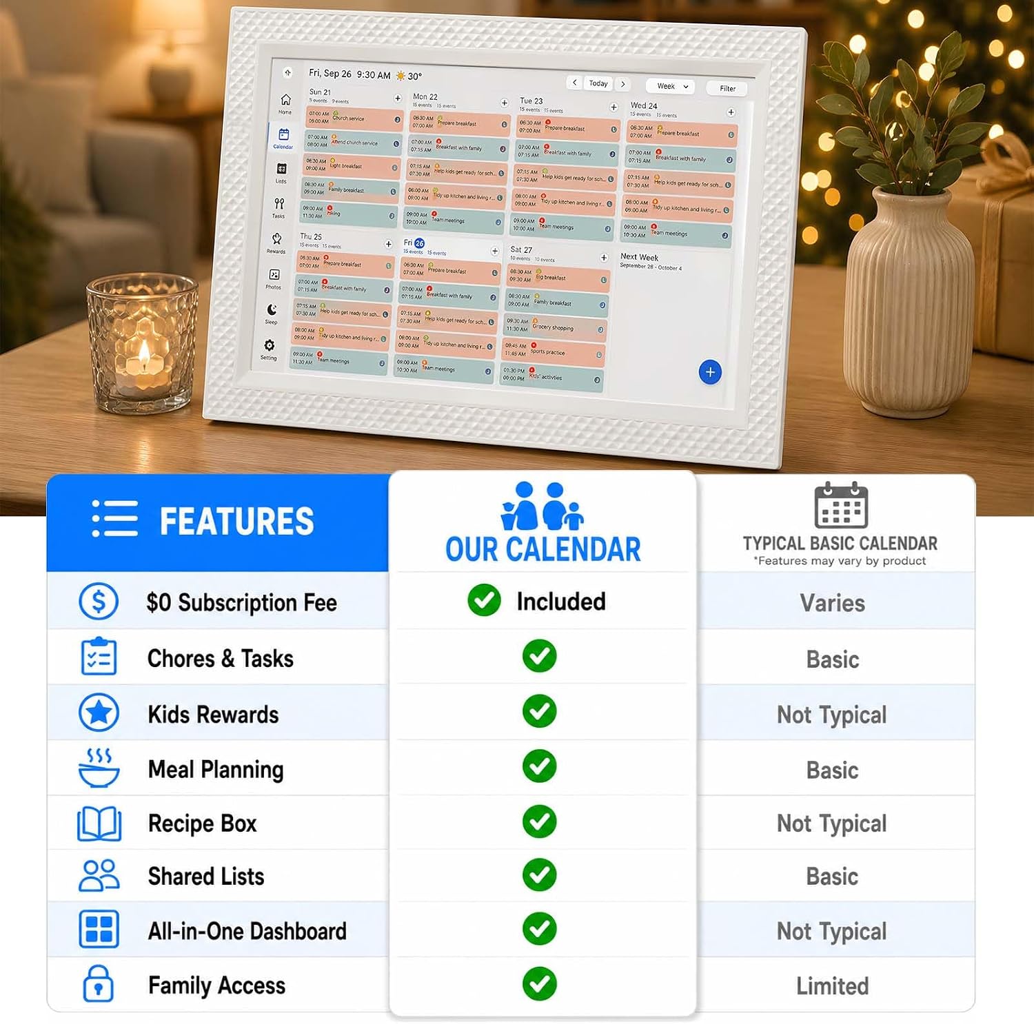Detalle de FORC Digital Family Calendar, 10.1-inch