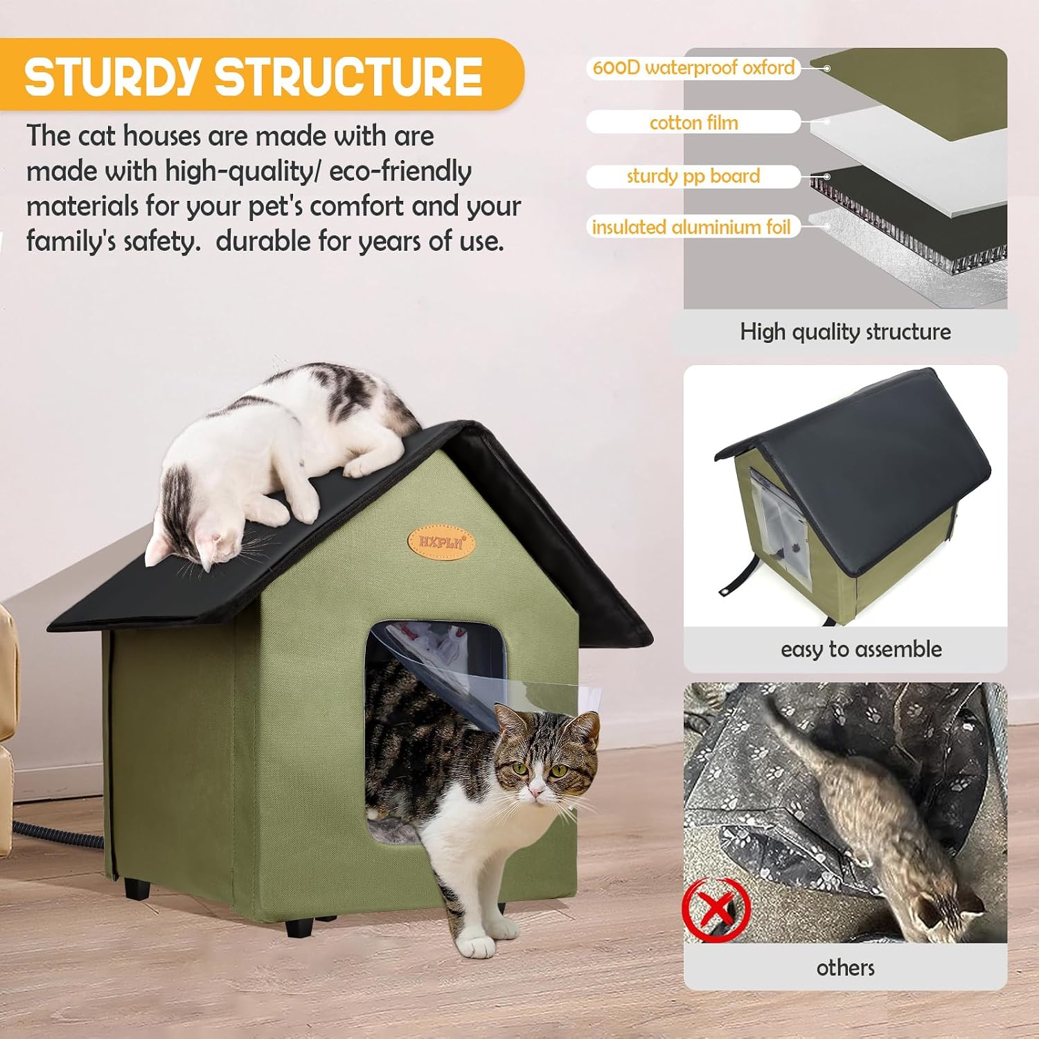 Detalle de Heated Outdoor Cat House Green