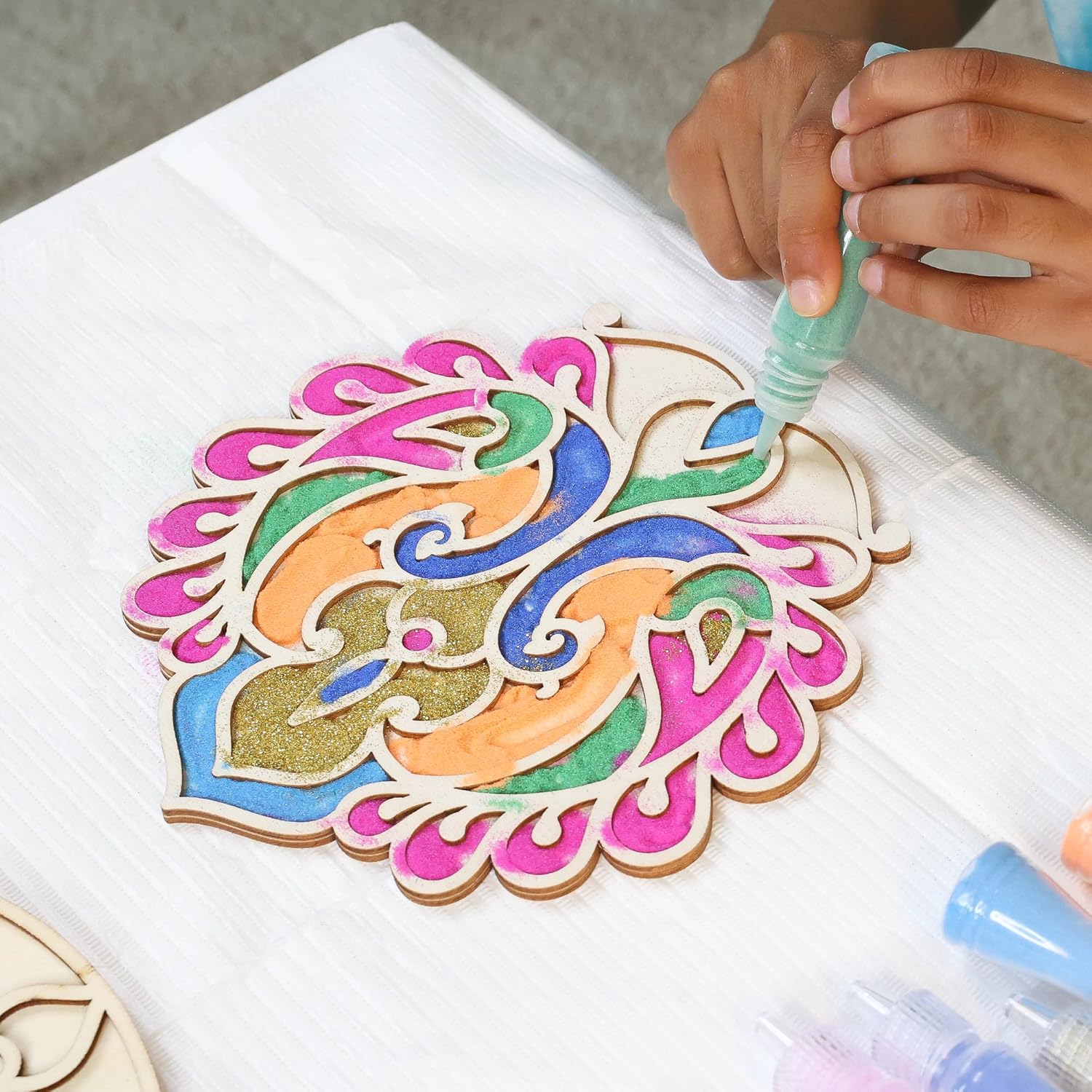 Thumbnail 4 de Kulture Khazana Make Your Own Wooden Rangoli kit 🎨