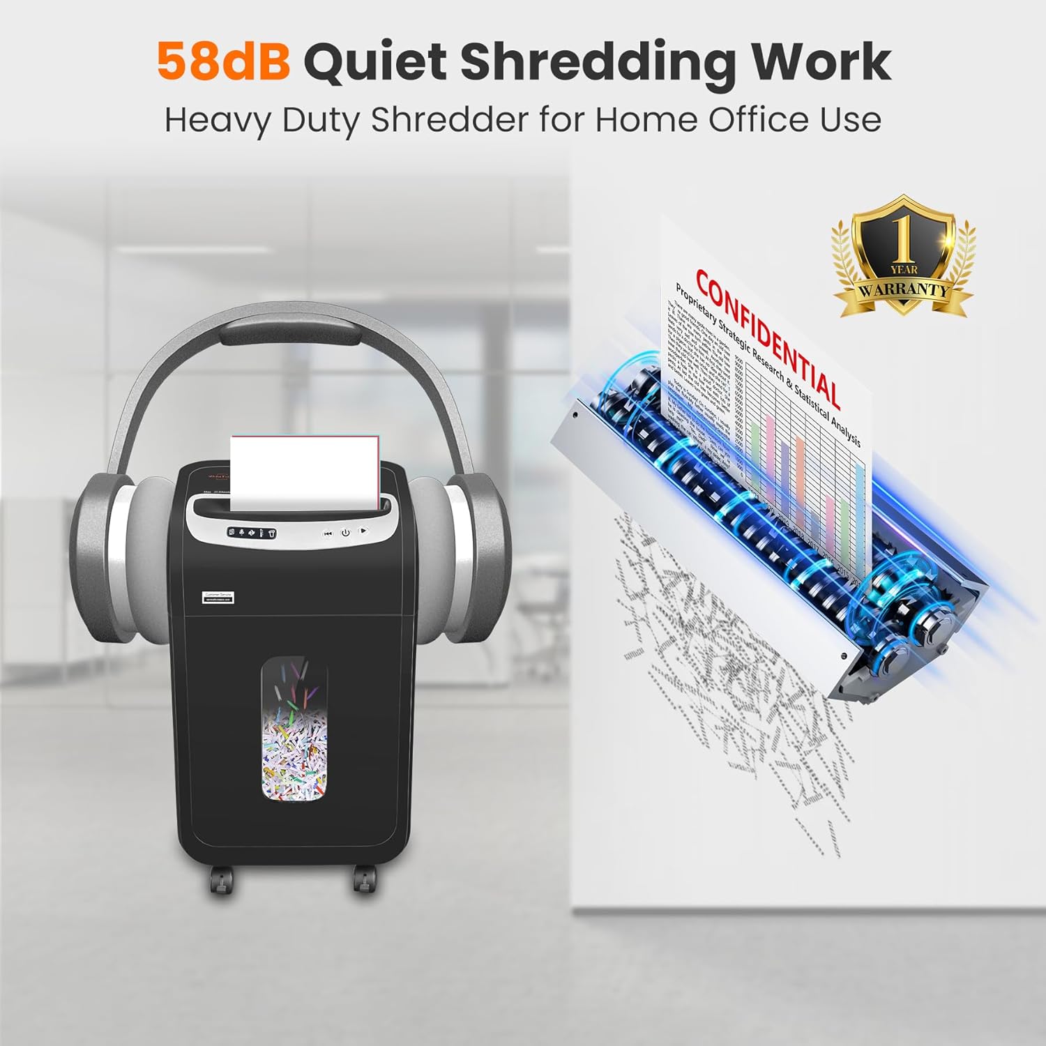 Thumbnail 2 de VidaTeco Cross Cut Paper Shredder Heavy Duty, 20-Sheet, 60 Minutes Continuous Operation