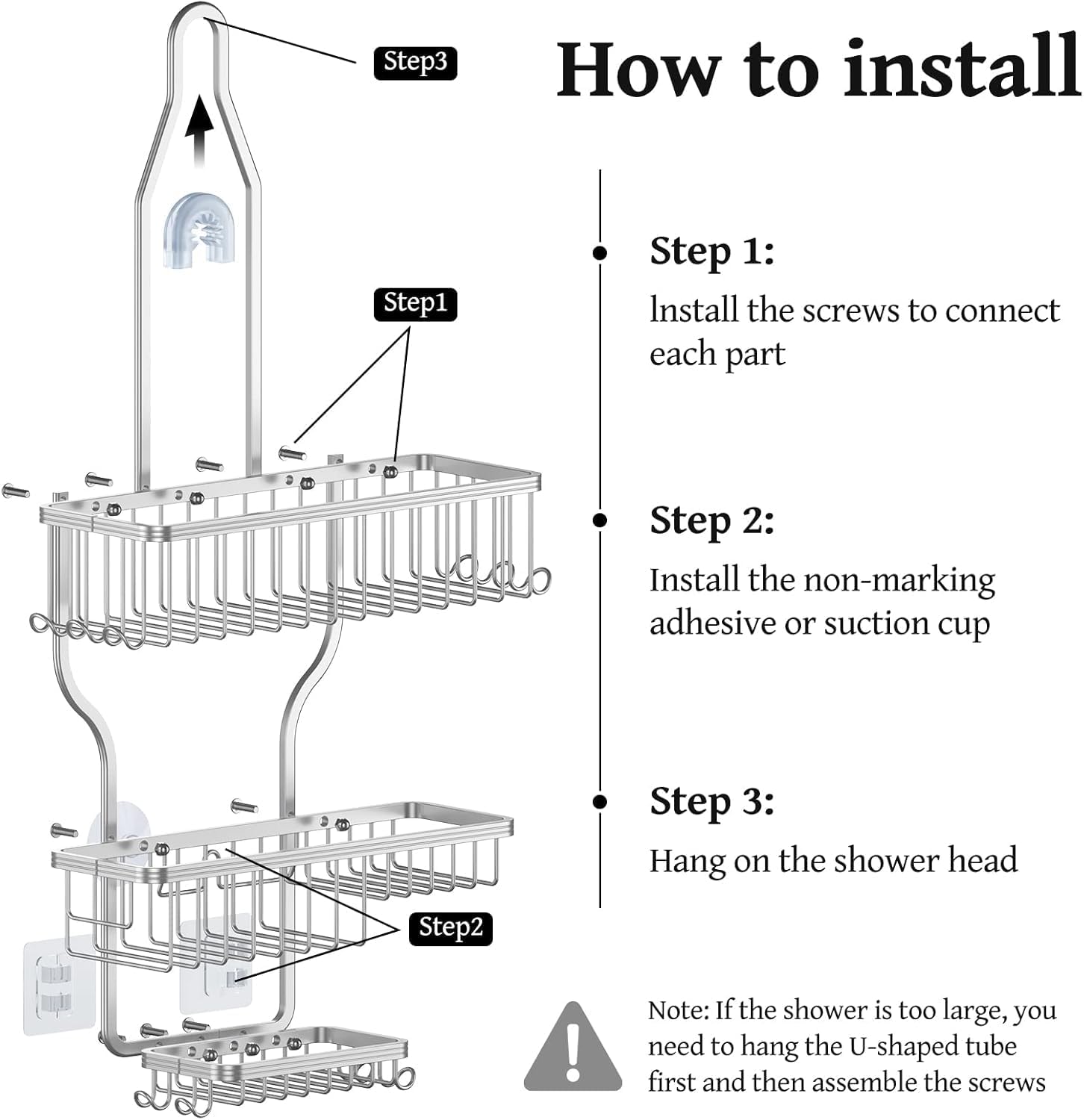 Thumbnail 6 de YASONIC Shower Caddy Hanging with 10 Hooks