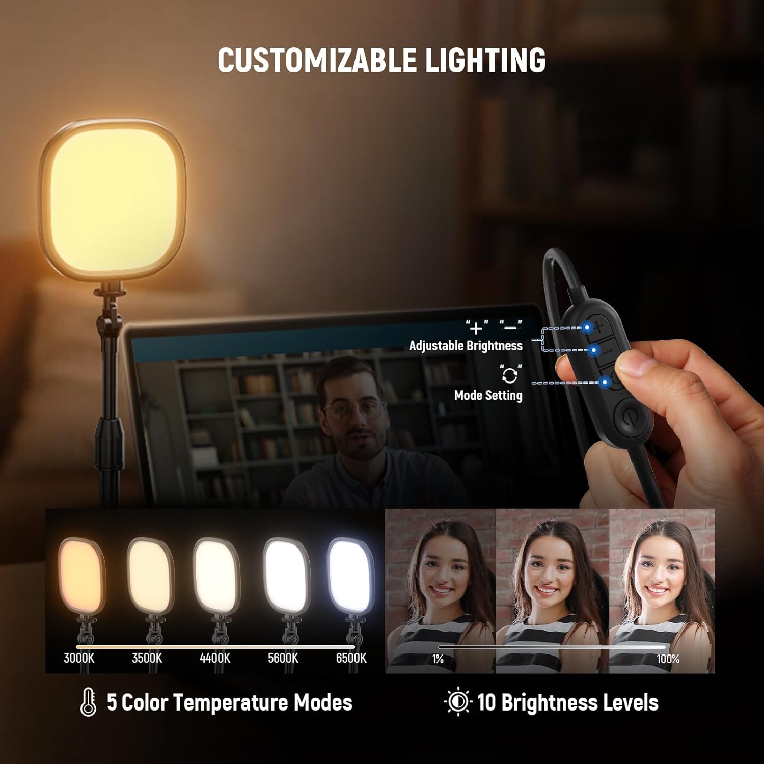 Thumbnail 3 de NEEWER Basics 2 Pack 5" Desk Light (Edge Lit) with Stands – Bi-Colour LED for Video Calls, Streaming & Recording