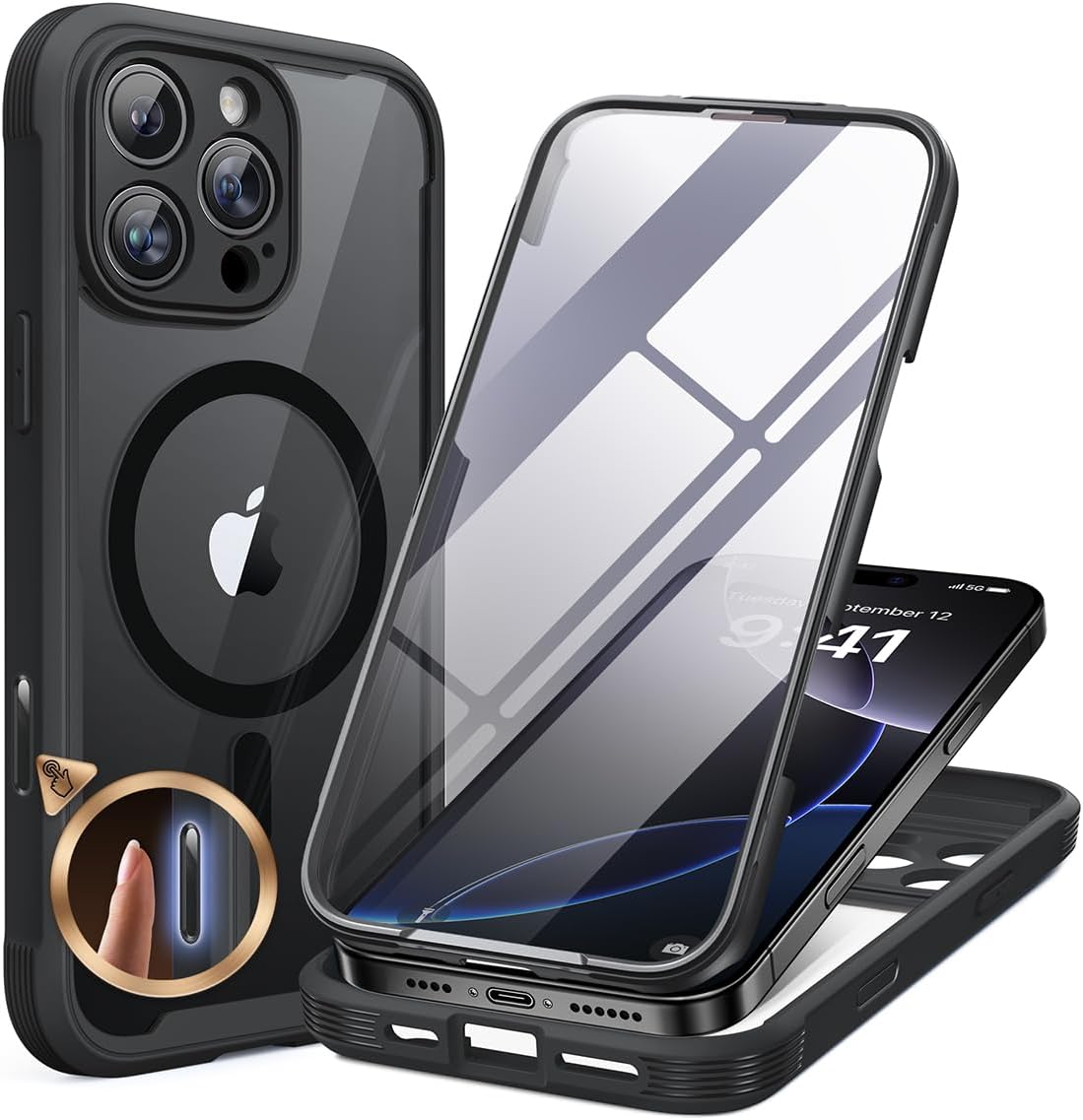 Detalle de Miracase Magnetic Case for iPhone 16 Pro 6.3" Black