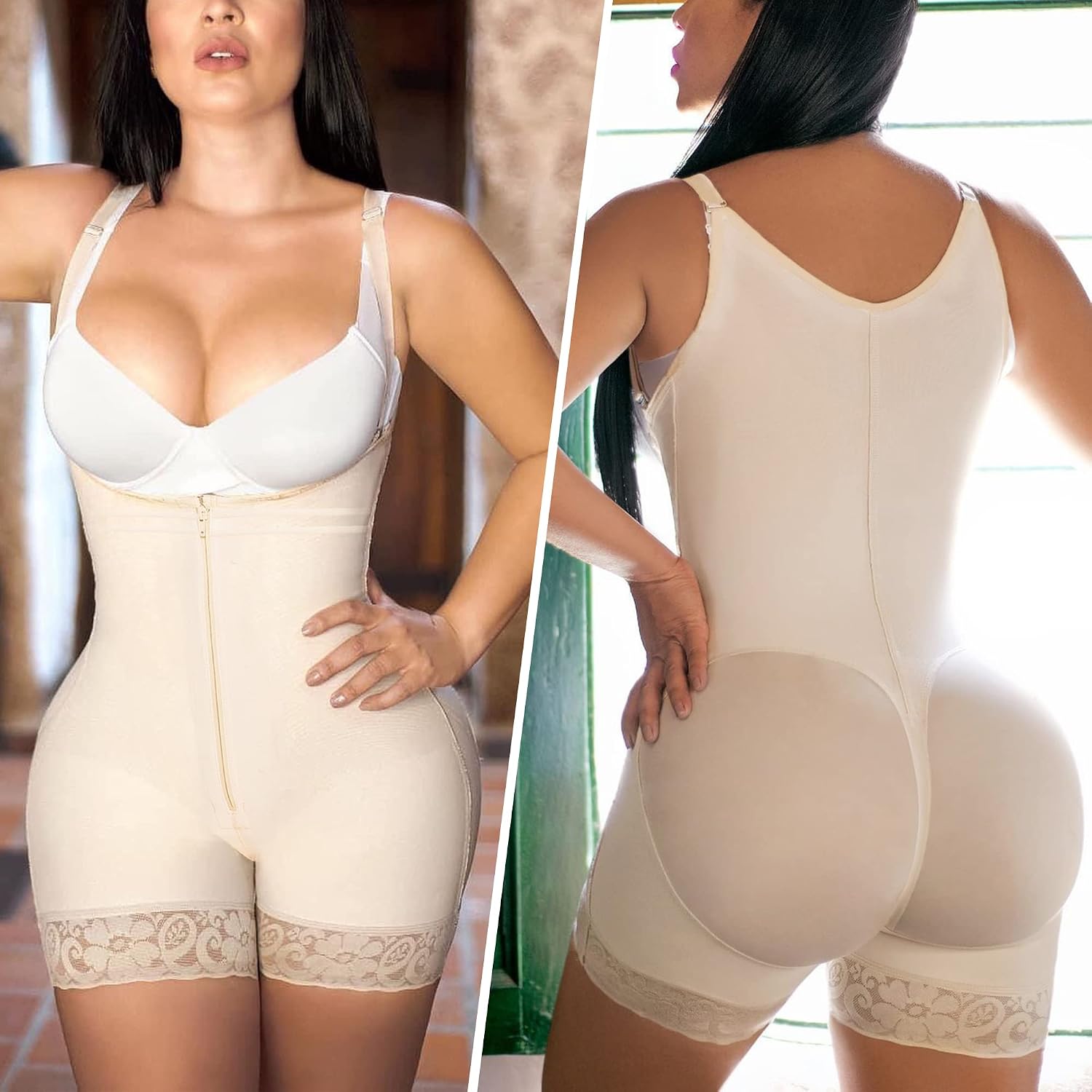 Detalle 1 de YIANNA Colombian Shapewear Bodysuit with Moderate Compression and Open Crotch