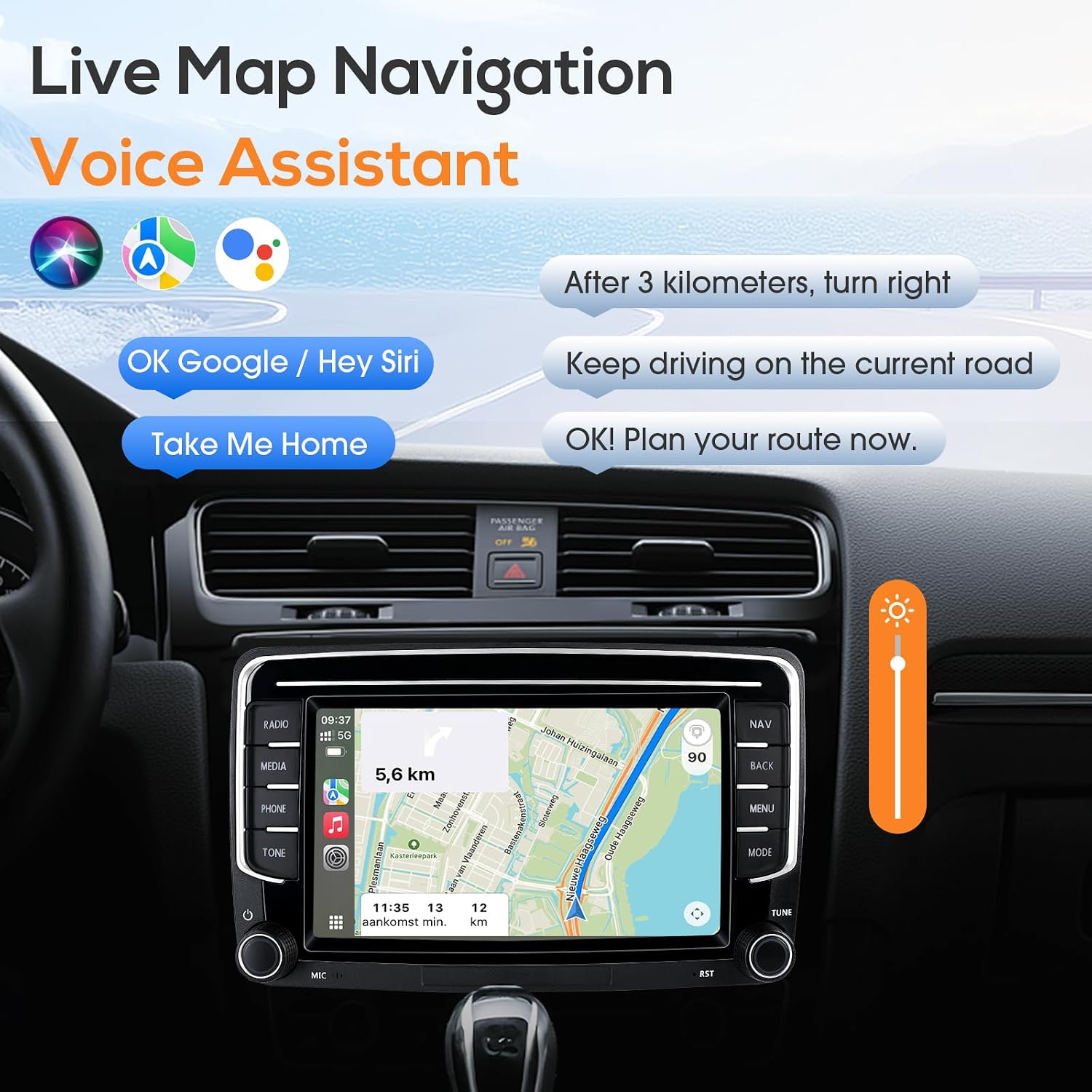 Detalle de Haudio CVD7495-AJ 2-DIN Car Stereo, 7-inch IPS, Wireless CarPlay & Android Auto