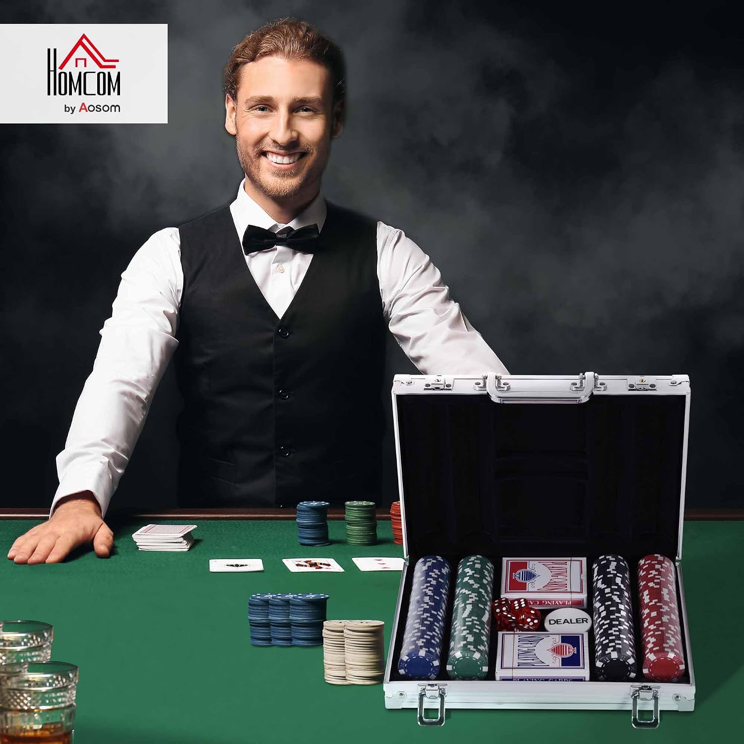 Thumbnail 1 de Mallette de Poker HOMCOM Coffret de Poker Complet – 200 jetons et accessoires en aluminium