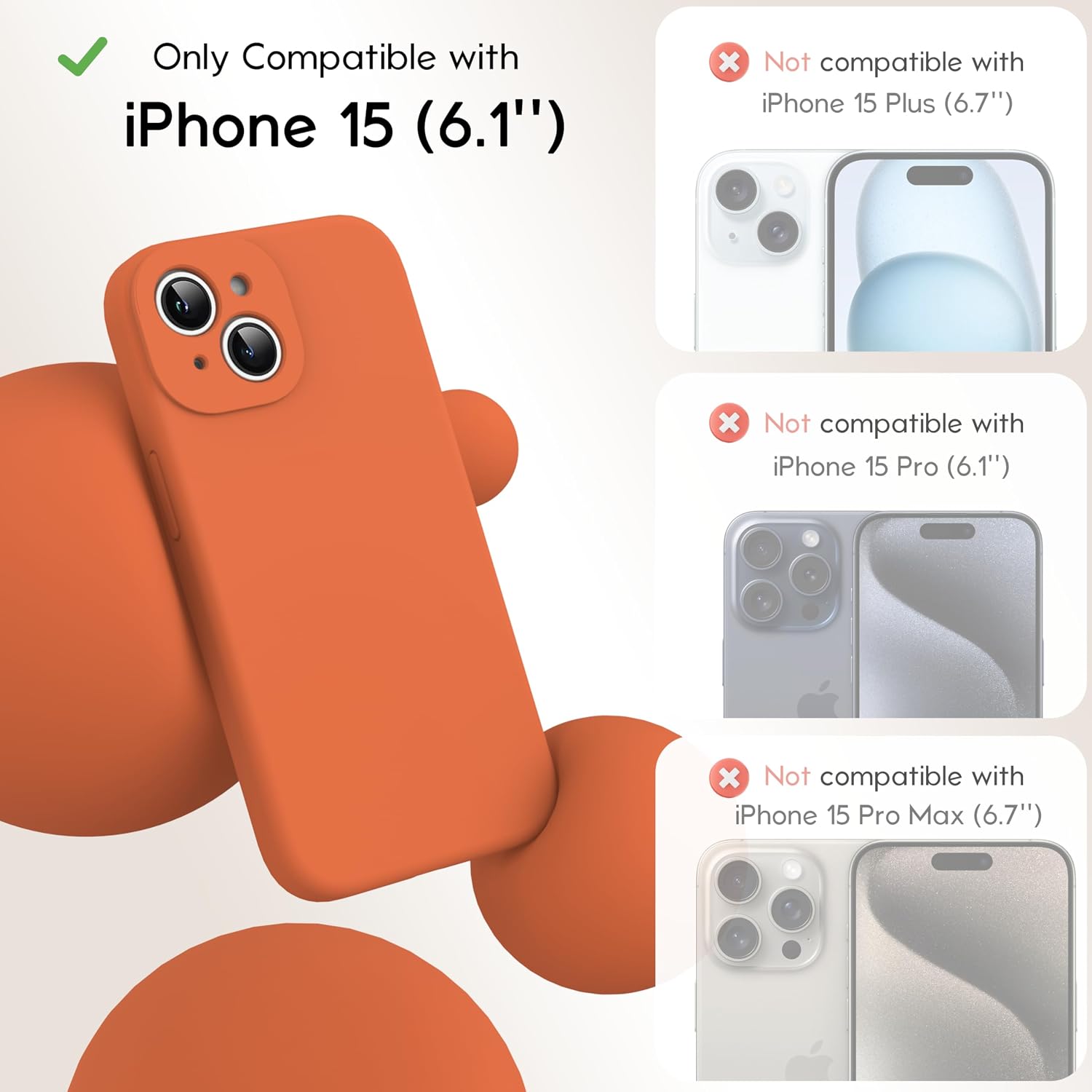 Detalle de INGIDO Gelborange Hülle für iPhone 15 – Flüssigsilikon mit erweitertem Kameraschutz und Soft-Mikrofaserfutter