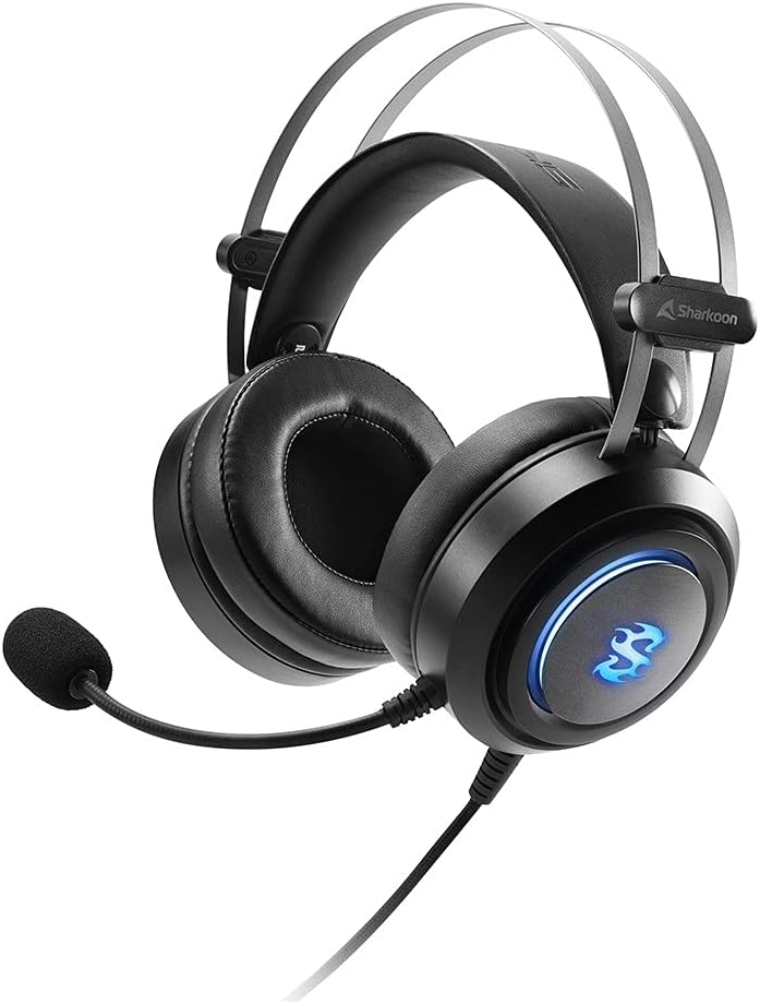 Detalle de Sharkoon SKILLER SGH30 RGB — casque de jeu fermé 7.1 virtuel avec micro flexible