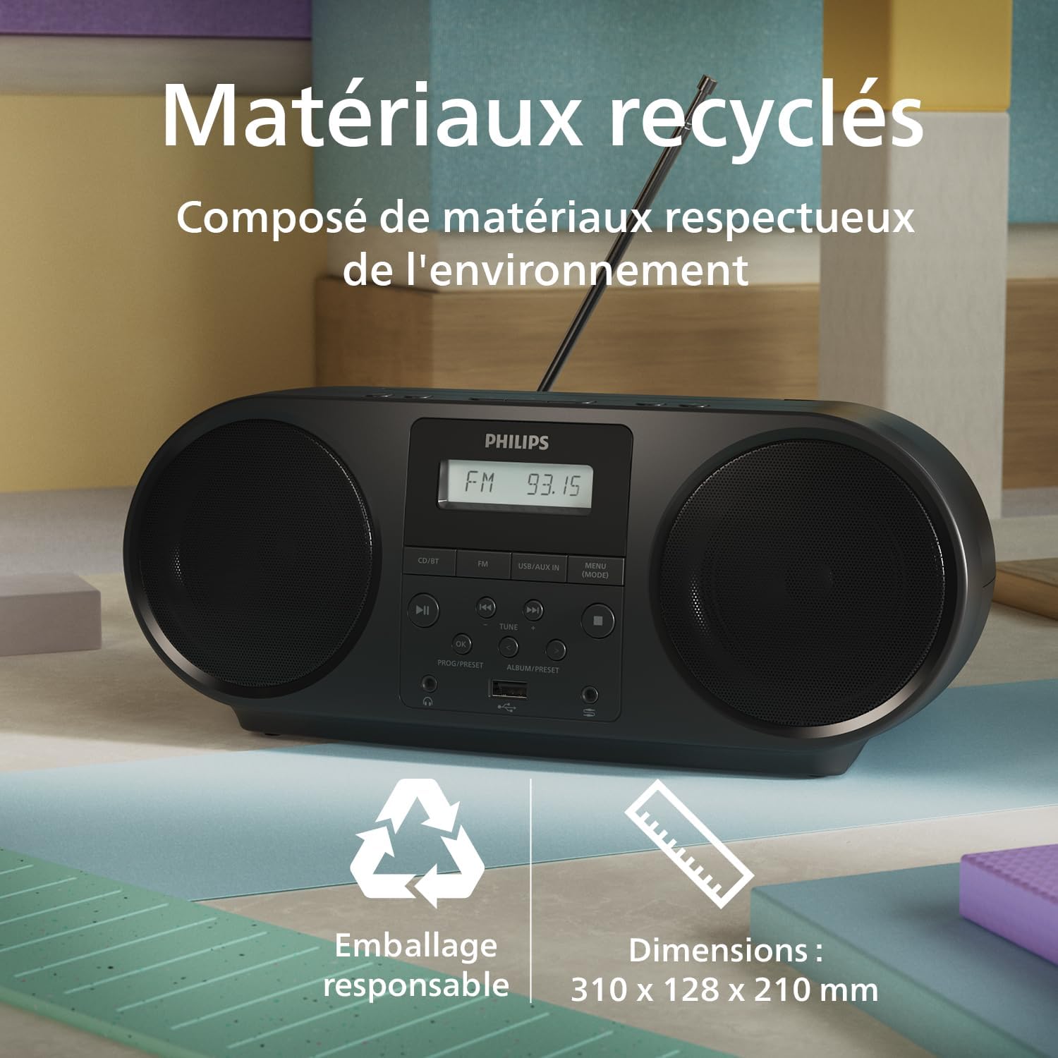 Thumbnail 3 de Philips TAZ5000 – Lecteur CD/Radio FM tout-en-un avec Bluetooth 5.4 et amplification des basses