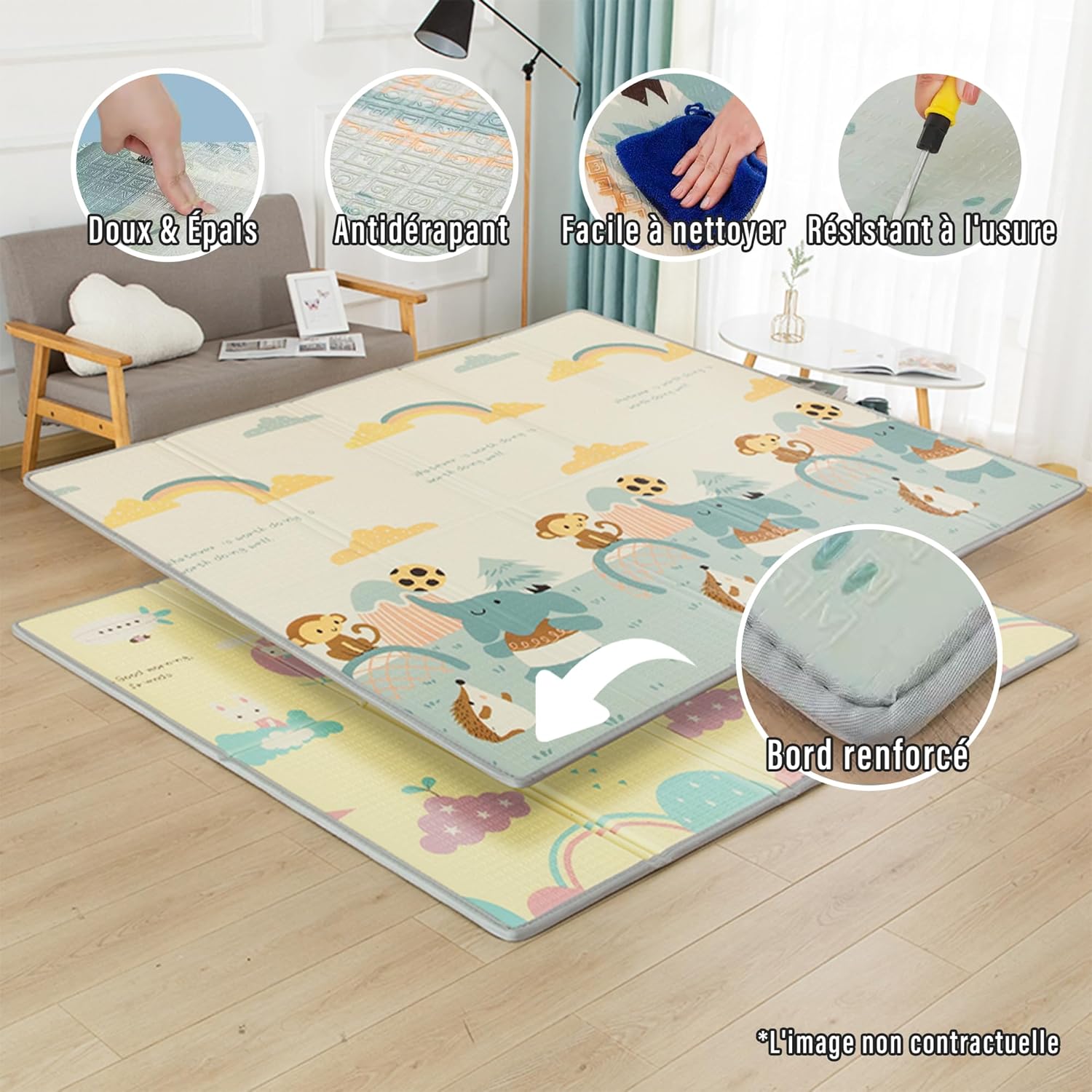 Thumbnail 2 de Joyeuse Planet Parc bébé complet avec Tapis — 120 × 120 cm, Oxford, filet respirant et ventouses