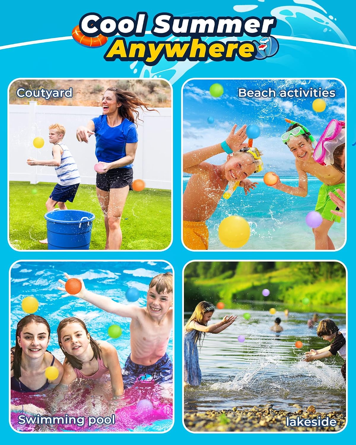 Thumbnail 5 de Smasiagon 8 PC Reusable Magnetic Water Balloons – Safe, Quick-Fill Silicone Water Bombs