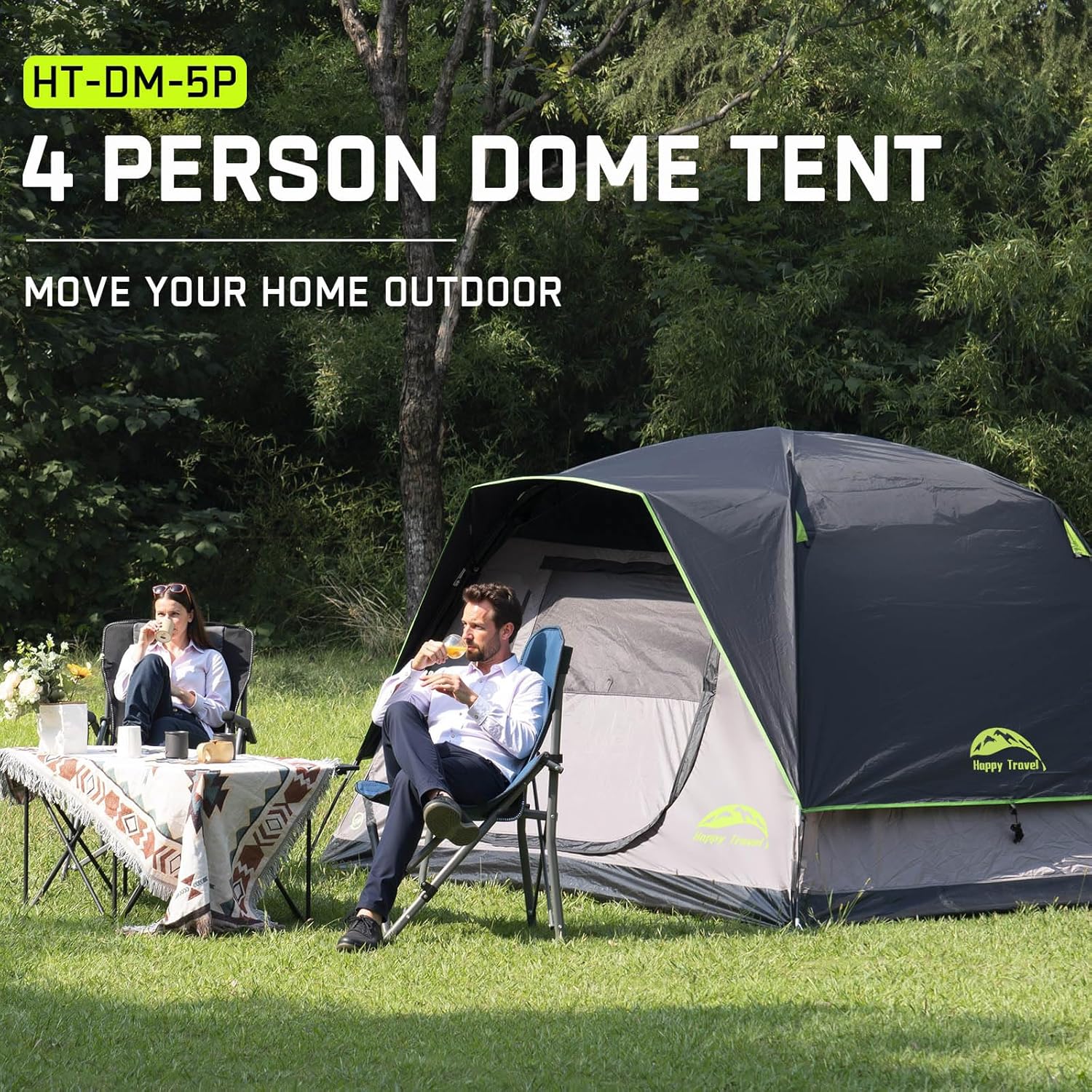 Thumbnail 6 de Happy Travel 4–6 Person Camping Dome Tent with Rainfly, Mesh Windows & Fast Setup