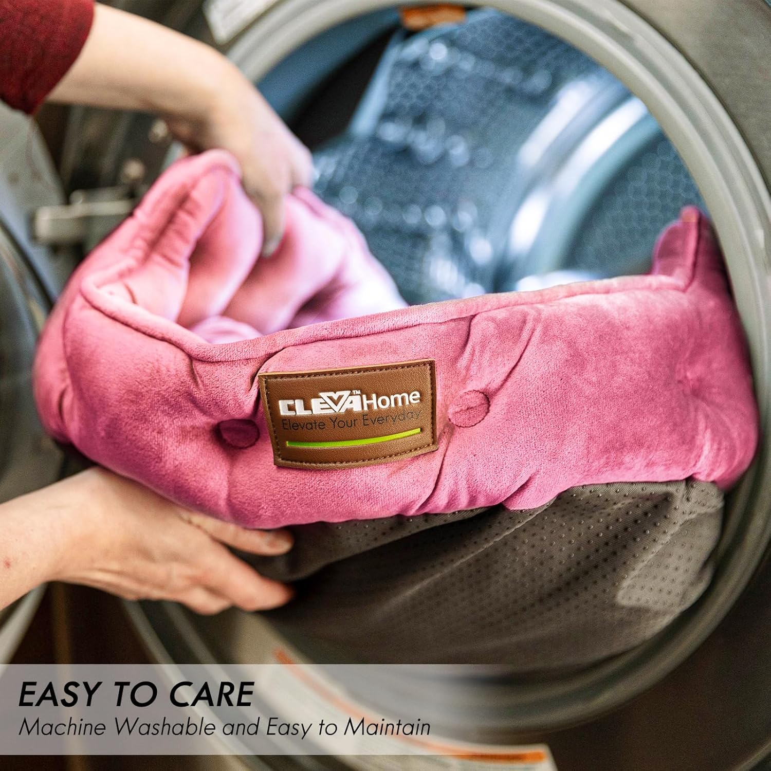 Thumbnail 5 de ClevaHome Panier pour Chats et Petits Chiens Jusqu’à 7 kg – Lit Rond Doux, Lavable en Machine, Rose Prune