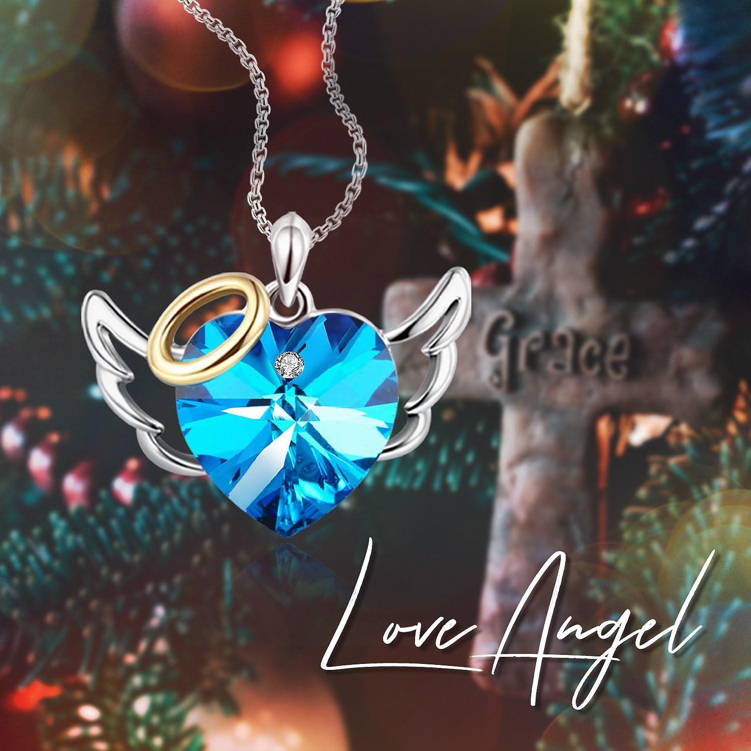 Thumbnail 1 de George Smith Collana Love Angel con ciondolo a cuore in cristallo placcato oro rosa 18k