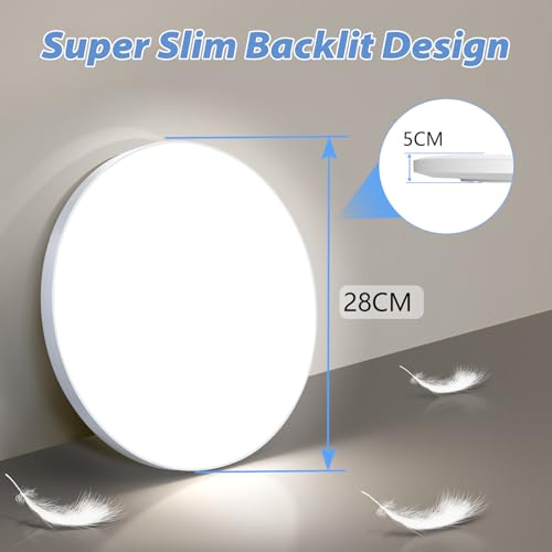 Detalle de Swoieltr plafón LED de techo 24W, 2000 lm, IP44 y 6500K (Ø28 cm)