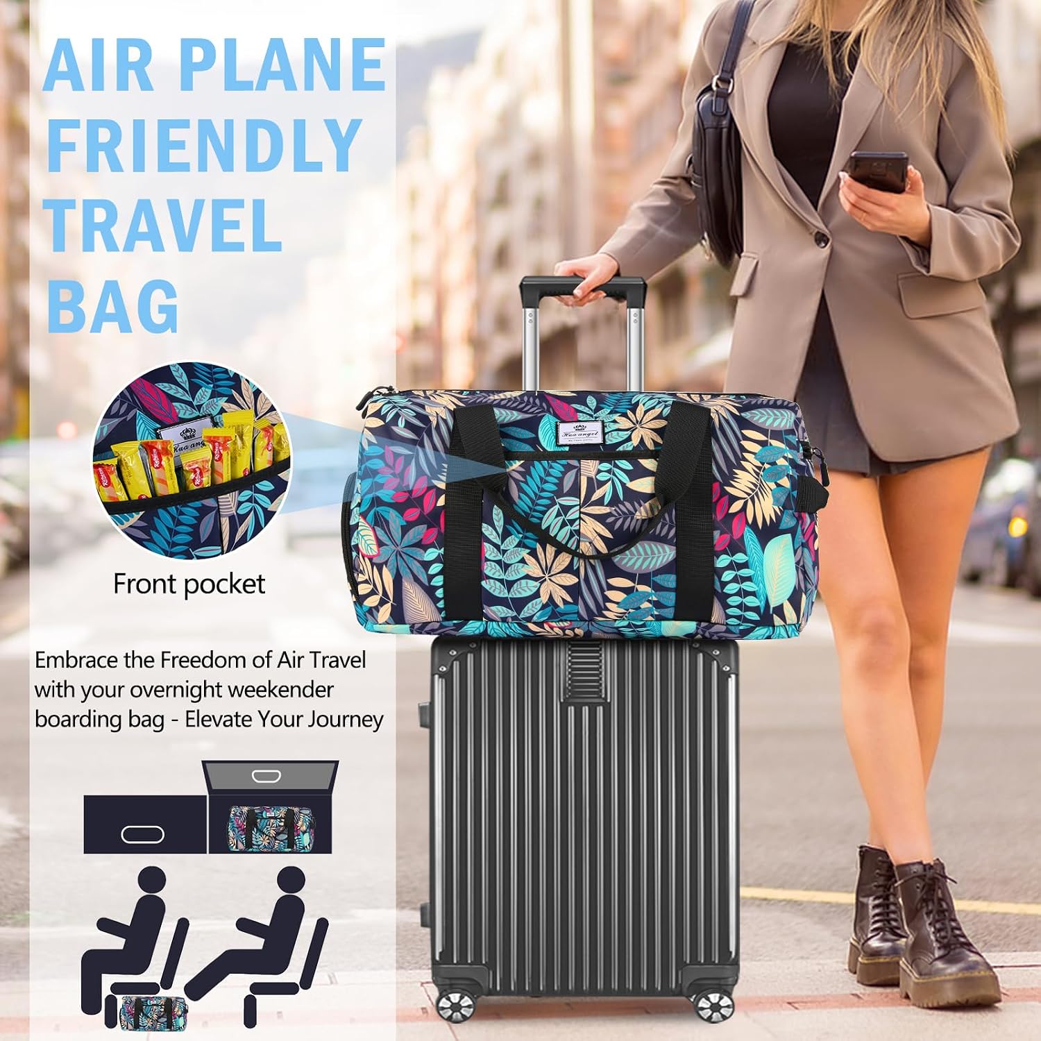 Thumbnail 4 de HUA ANGEL Sporttasche Damen 30L mit Nassfach & Schuhfach – faltbar, wasserdicht, Weekender für Fitnessstudio, Schwimmbad und Reisen