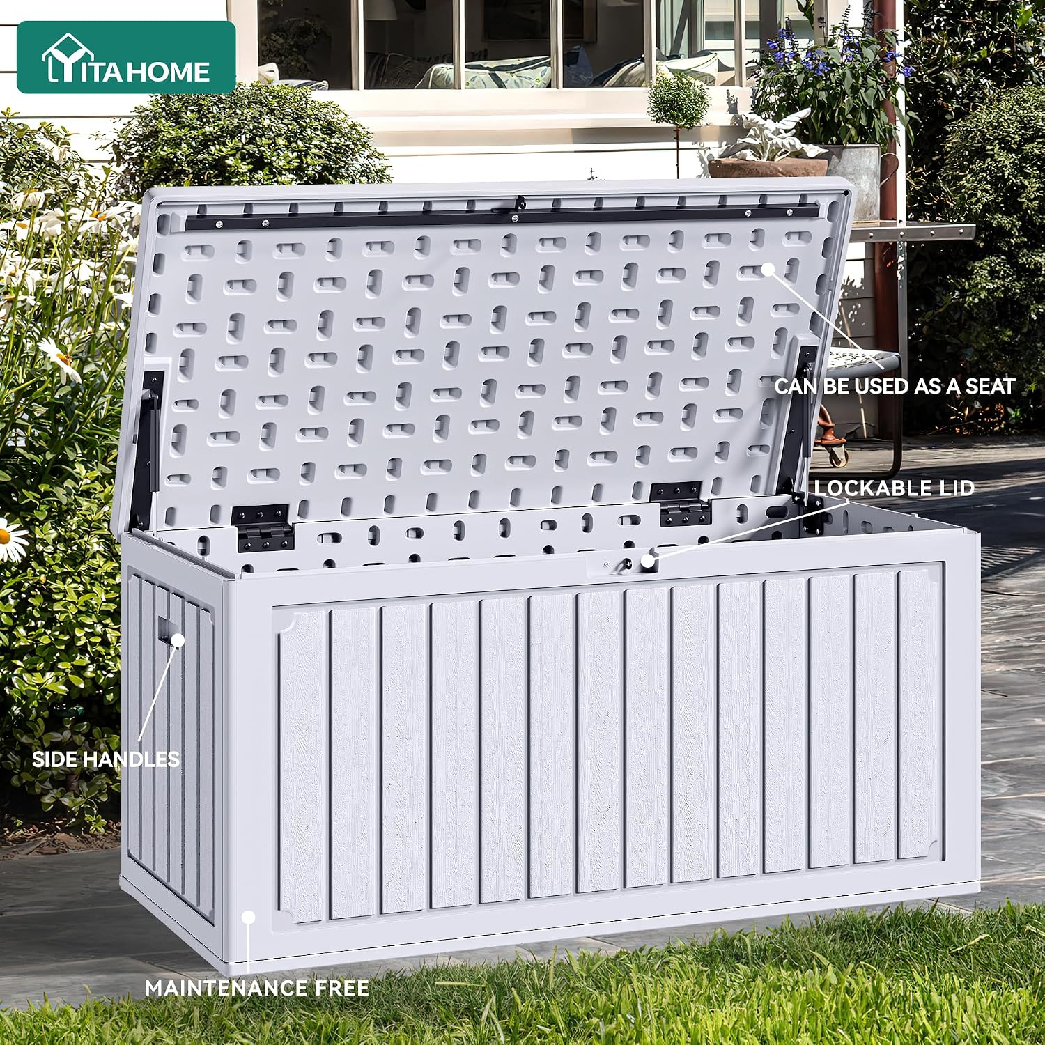 Thumbnail 2 de YITAHOME 303L Garden Outdoor Storage Box – HDPE Resin Deck Box with Lockable Lid