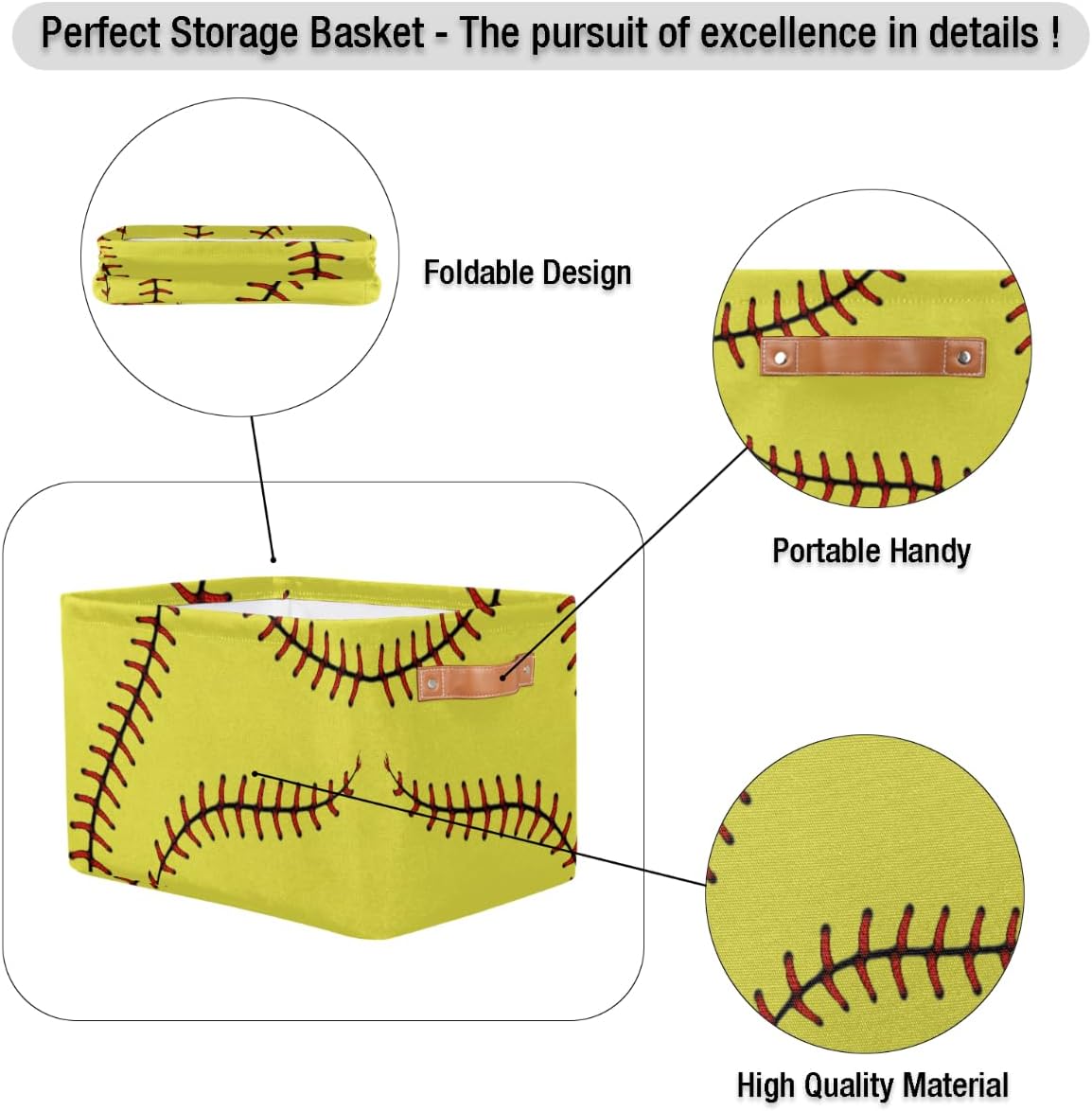 Detalle 2 de AUUXVA Baseball Storage Basket, 300DPE Lining