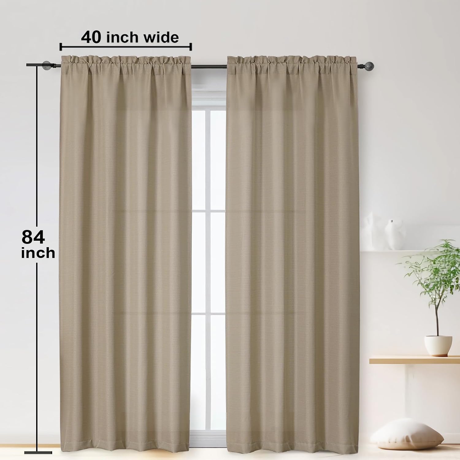 Thumbnail 4 de OWENIE Light-Filtering Curtains, 84-Inch