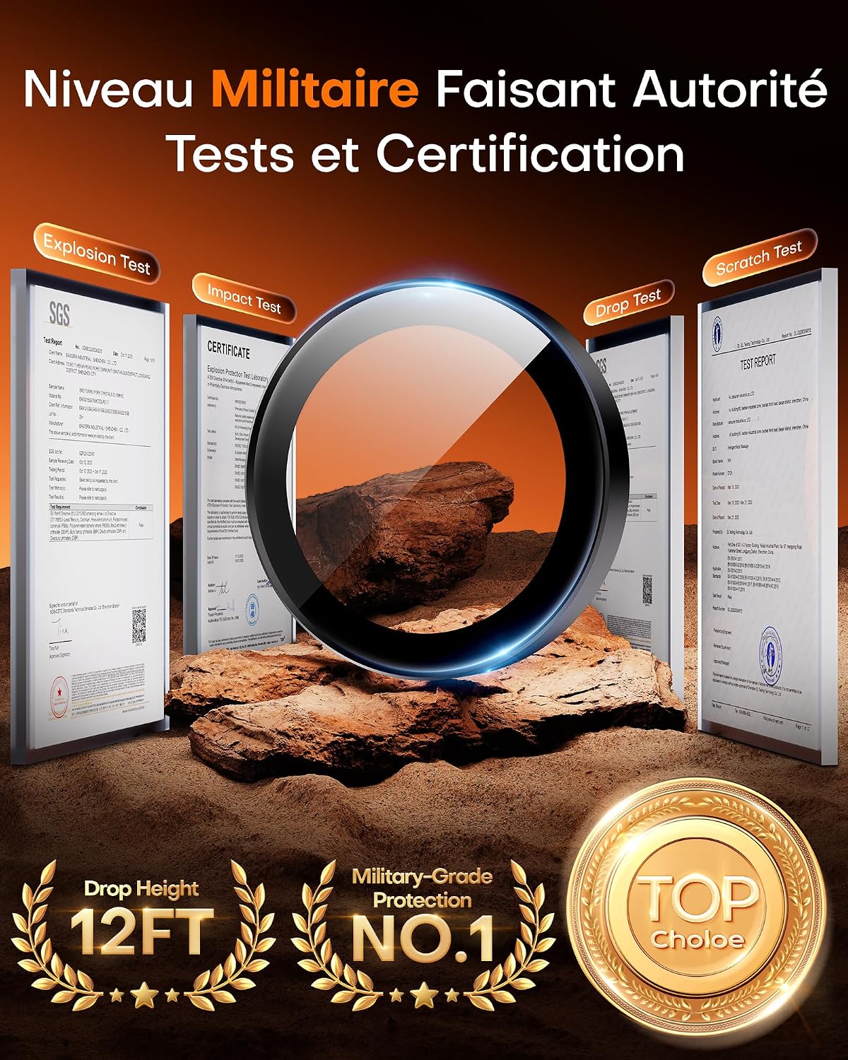 Detalle de TOCOL Protection caméra iPhone 14 Pro Max 2pcs noir