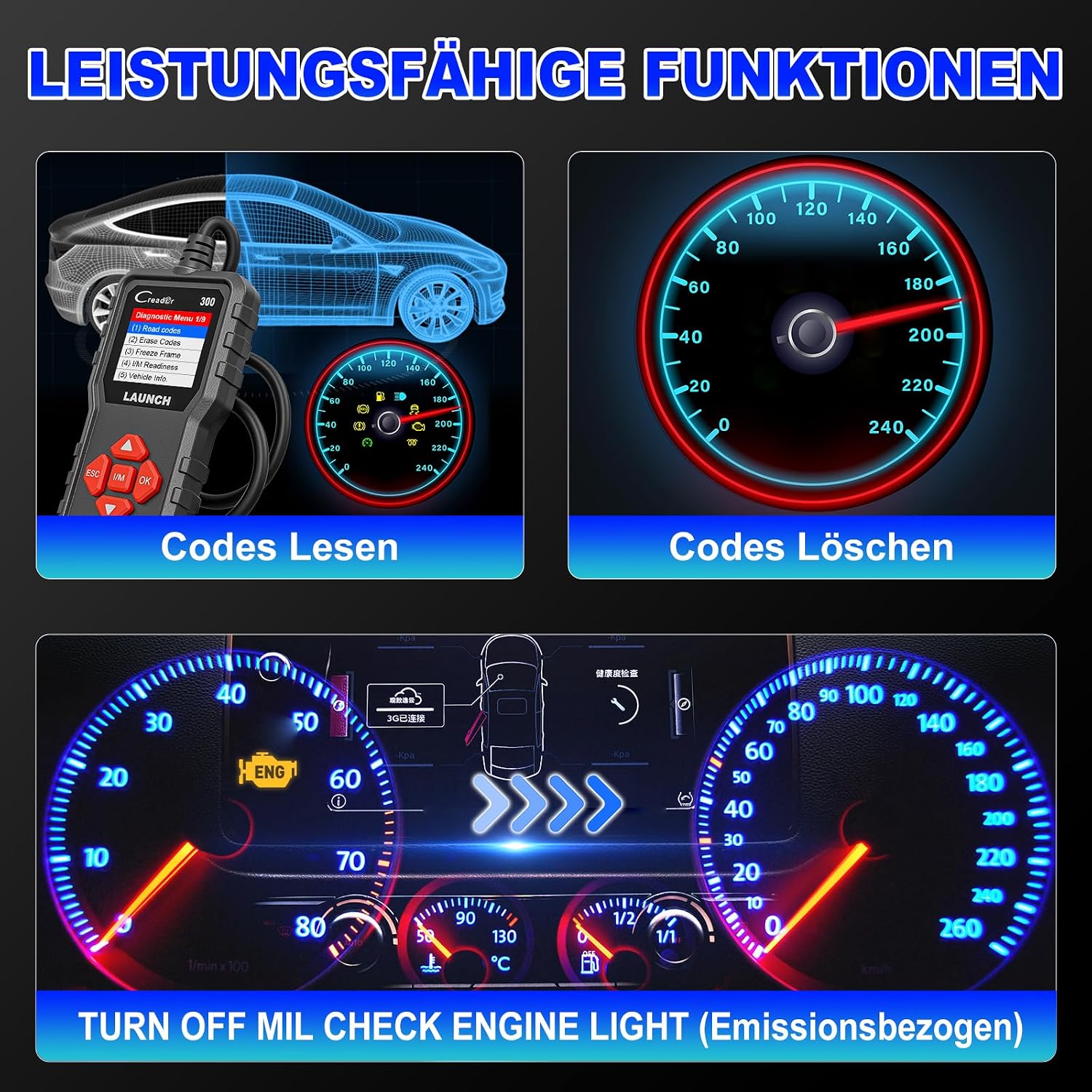 Thumbnail 2 de Launch CR300 OBD2 Diagnosetool – Kompatibel mit EU-Fahrzeugen ab 2000