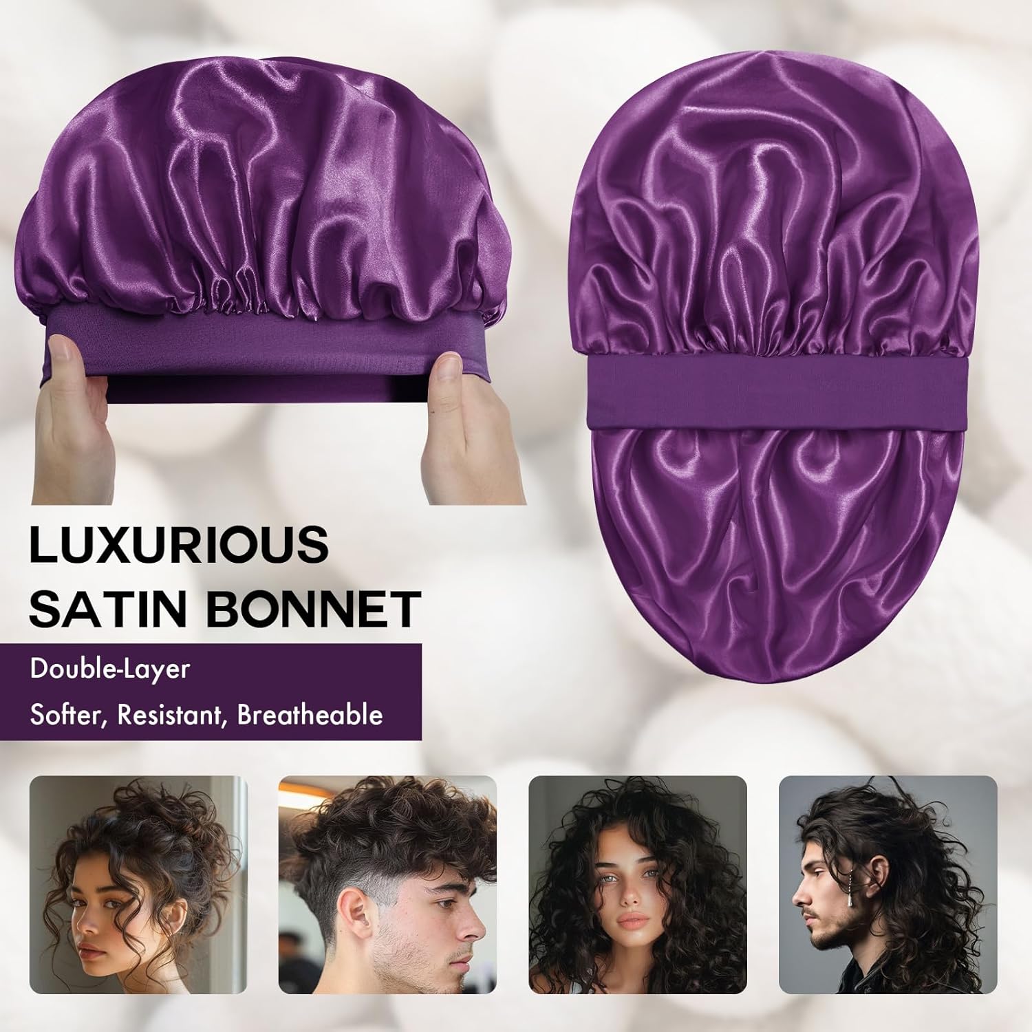 Detalle 2 de Doitory Satin Silk Bonnet 14 inch for Sleeping