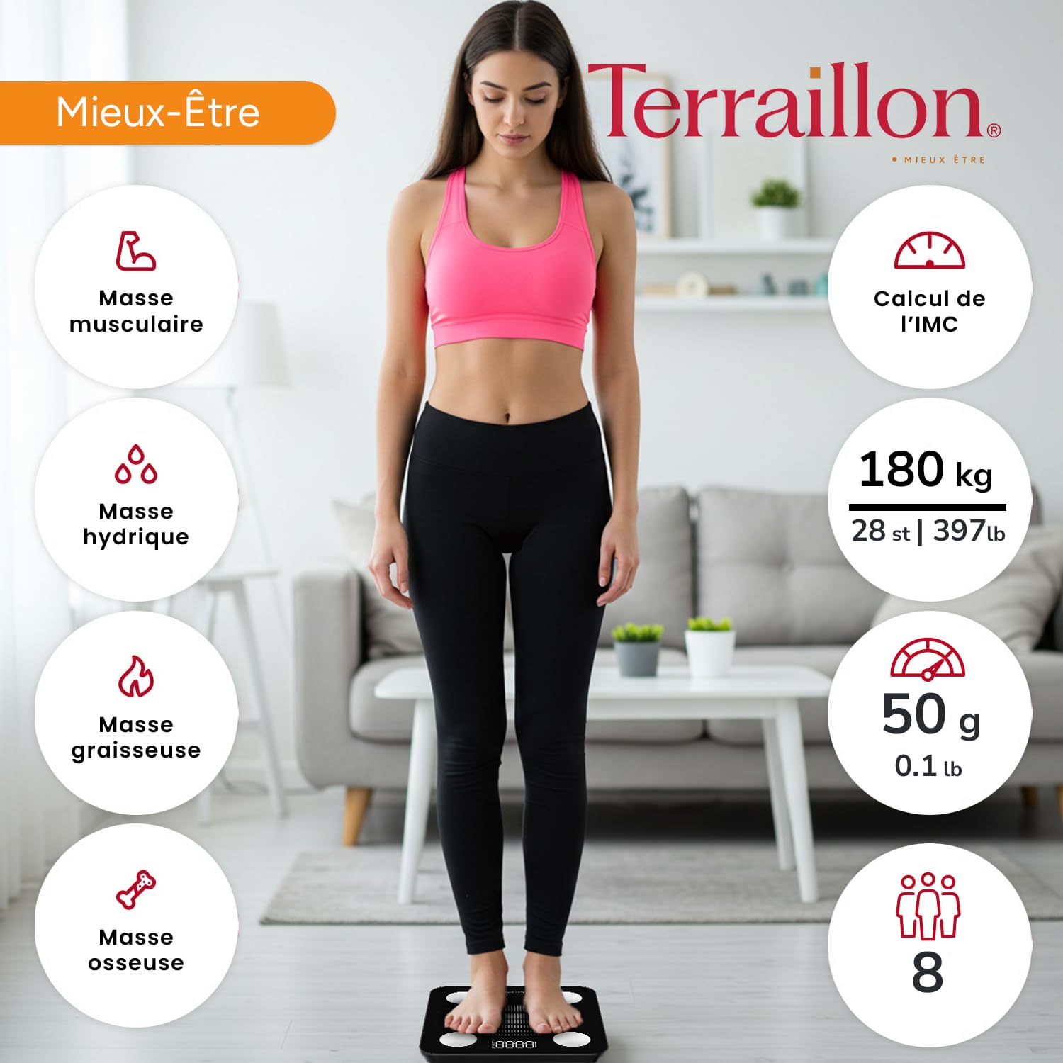Detalle de TERRAILLON WEIGHT CONNECT balance connectée 180 kg ⚖