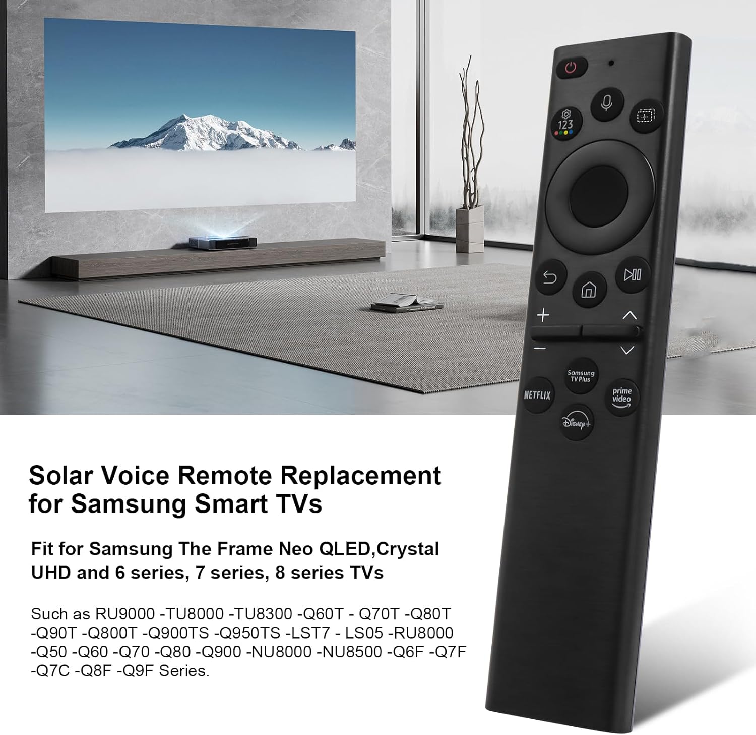 Detalle de ExploreHome BN59-01391A Solar Voice Remote Control Replacement for Samsung Neo QLED 8K HDR Smart TVs