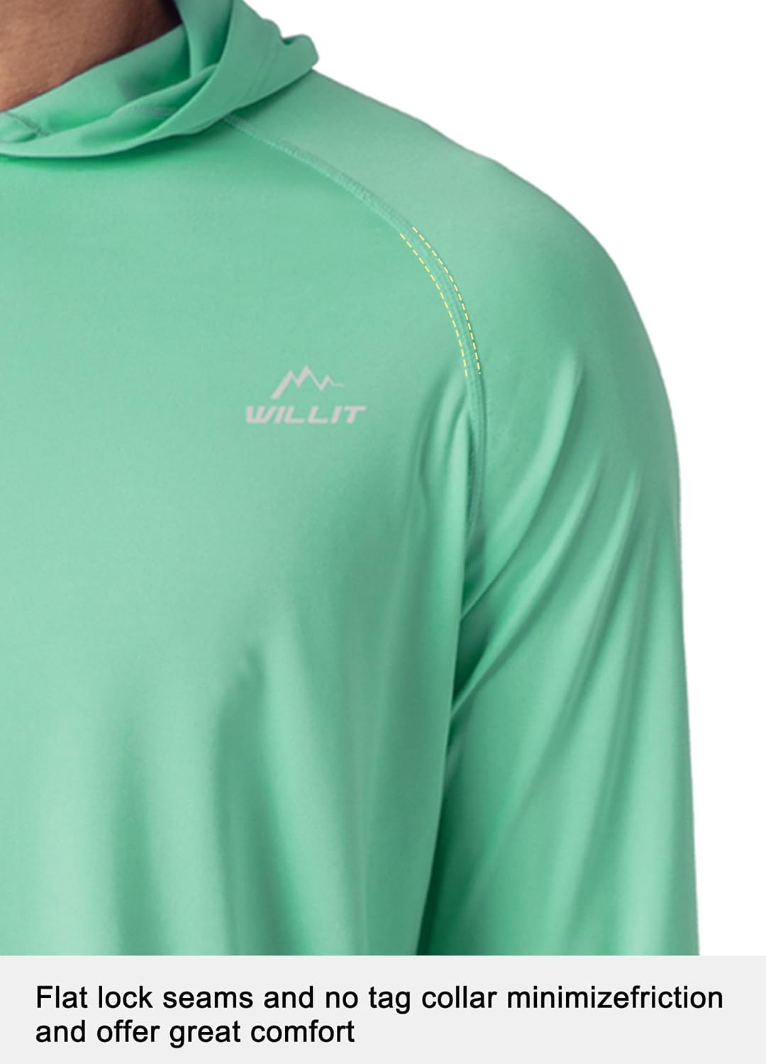 Detalle de Willit Men's UPF 50+ Sun Protection Hoodie: Lightweight Hoodie for Outdoor Activity