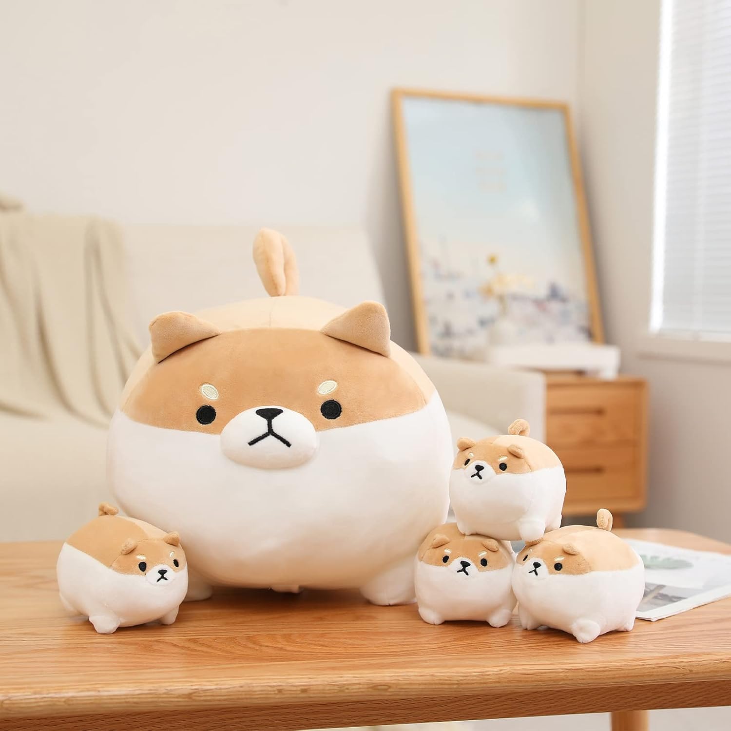 Detalle de Stuffed Shiba Inu plush with 4 baby