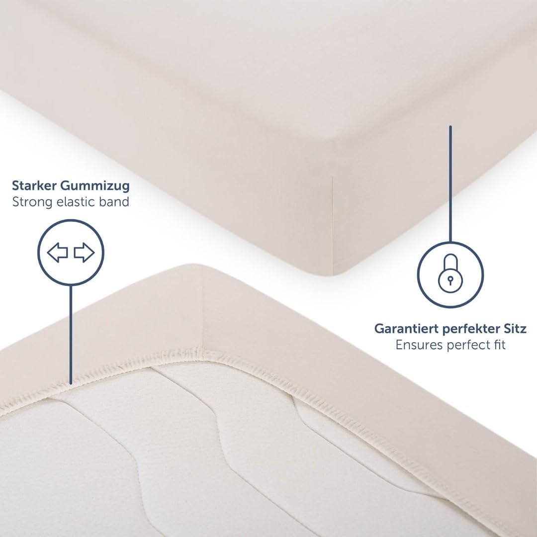 Thumbnail 3 de Blumtal Basics Spannbettlaken 180x200 cm – 100% Baumwolle, OEKO-TEX, Jersey, Elfenbein