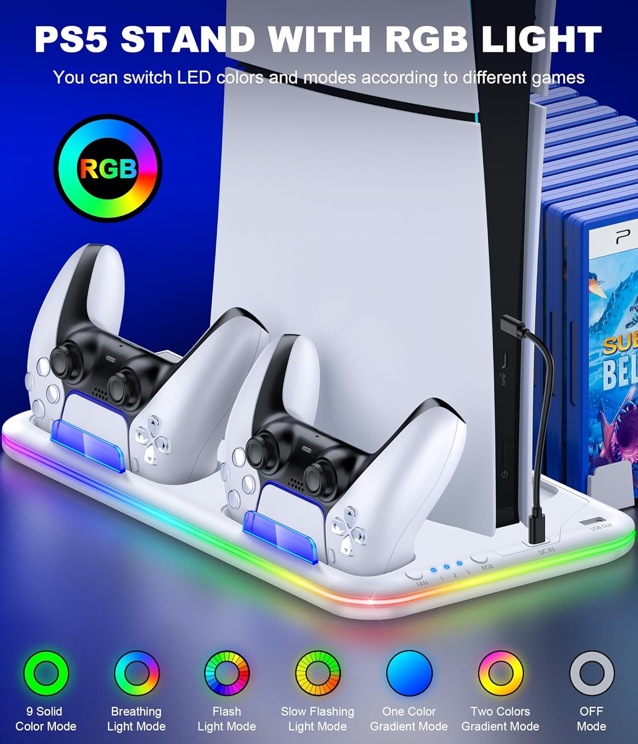 Thumbnail 1 de HELLCOOL PS5 Ständer mit Lüfter – All-In-One Halterung für PS5 Slim, Disc- und Digital Edition
