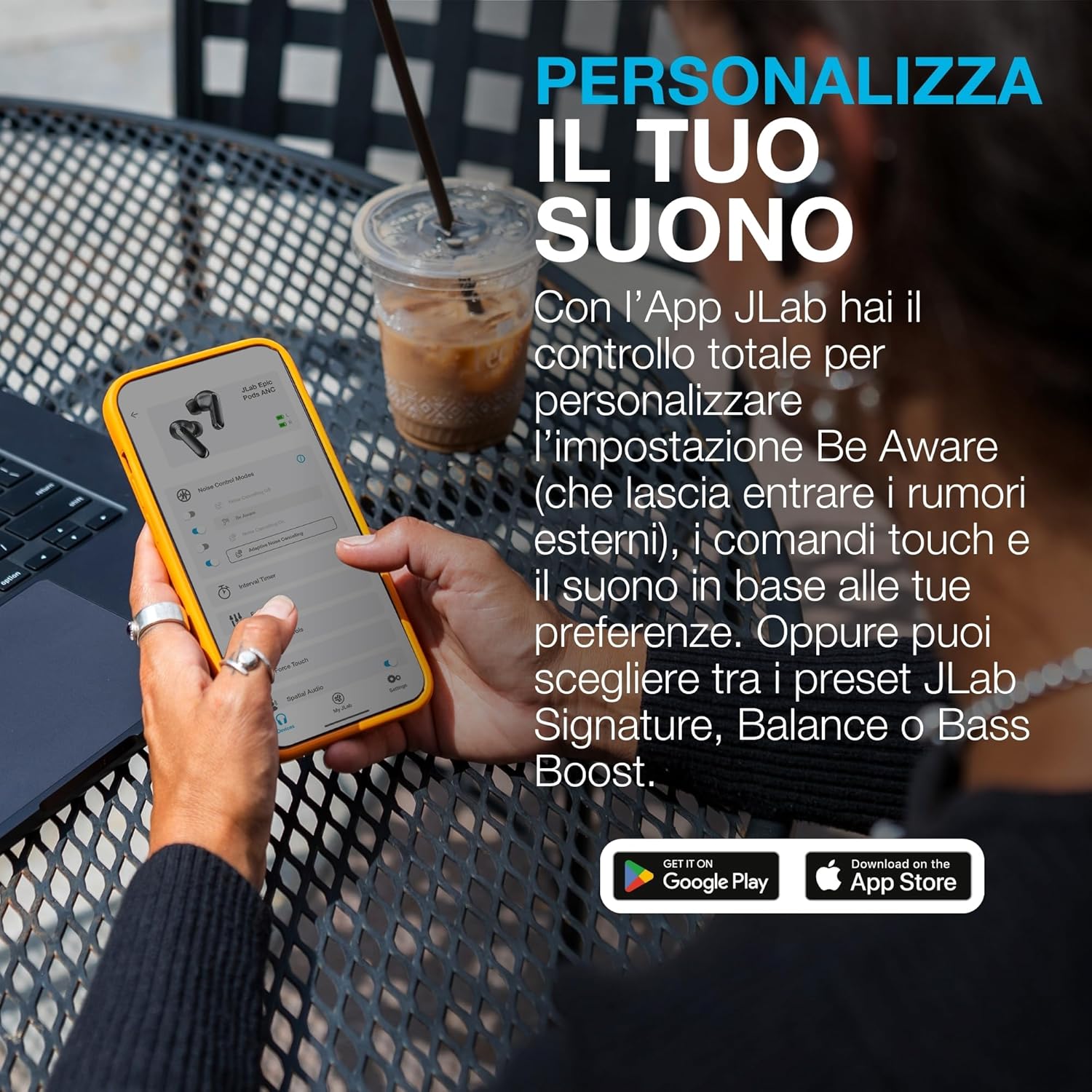 Thumbnail 4 de JLab Epic Pods ANC True Wireless con cancellazione attiva del rumore e audio hi-res dual driver (Nero)