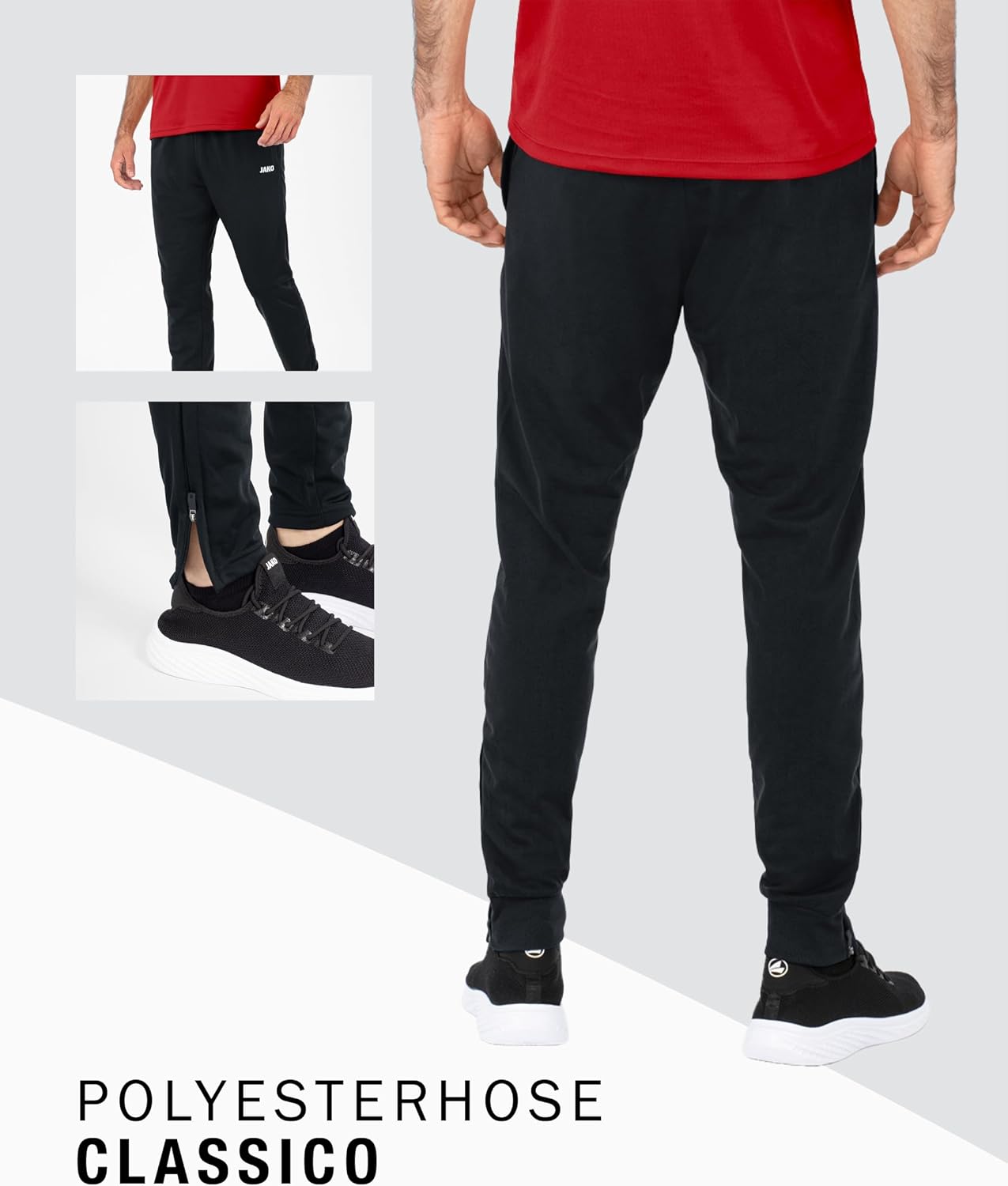 Detalle de JAKO Kinder Polyesterhose Classico Schwarz 128 – robuste Freizeithose fürs Training