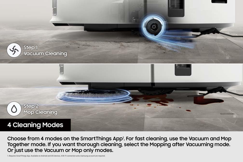 Thumbnail 6 de Samsung Bespoke Jet Bot Combo AI+ 3-in-1 Cleaning Robot Vacuum Cleaner – Satin Grey (VR7MD97714G/EU)