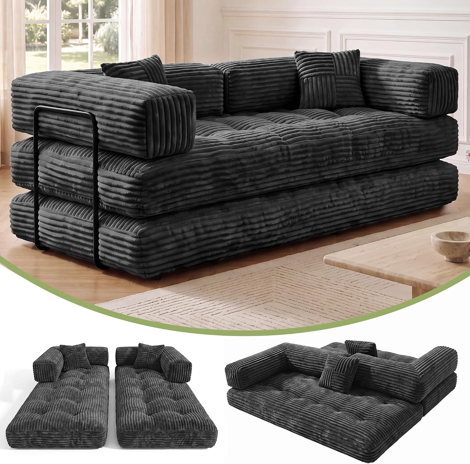 Detalle de WEUP Convertible Sofa Bed, Corduroy