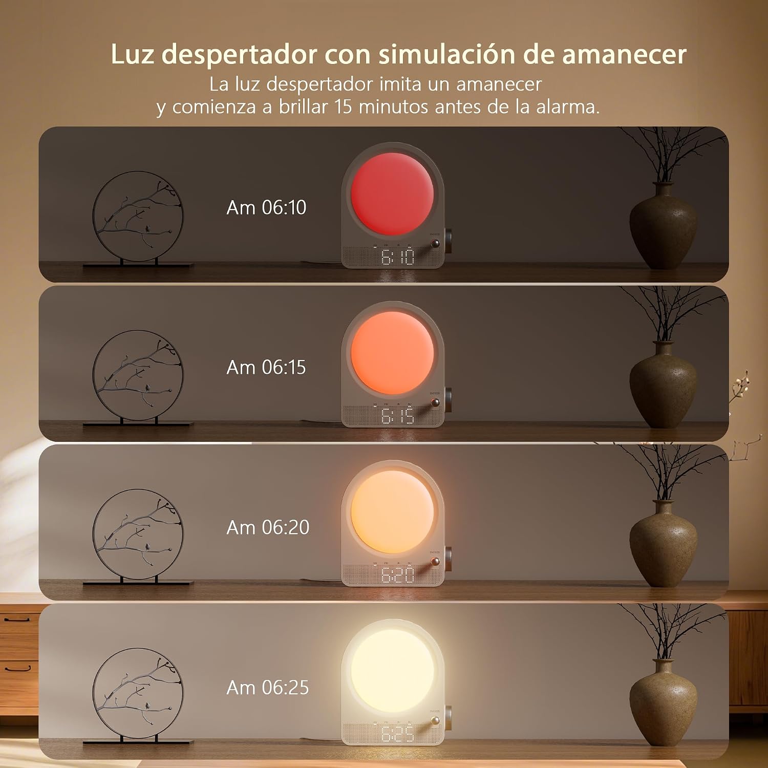 Detalle de blonbar Luz despertador con Aurora Boreal