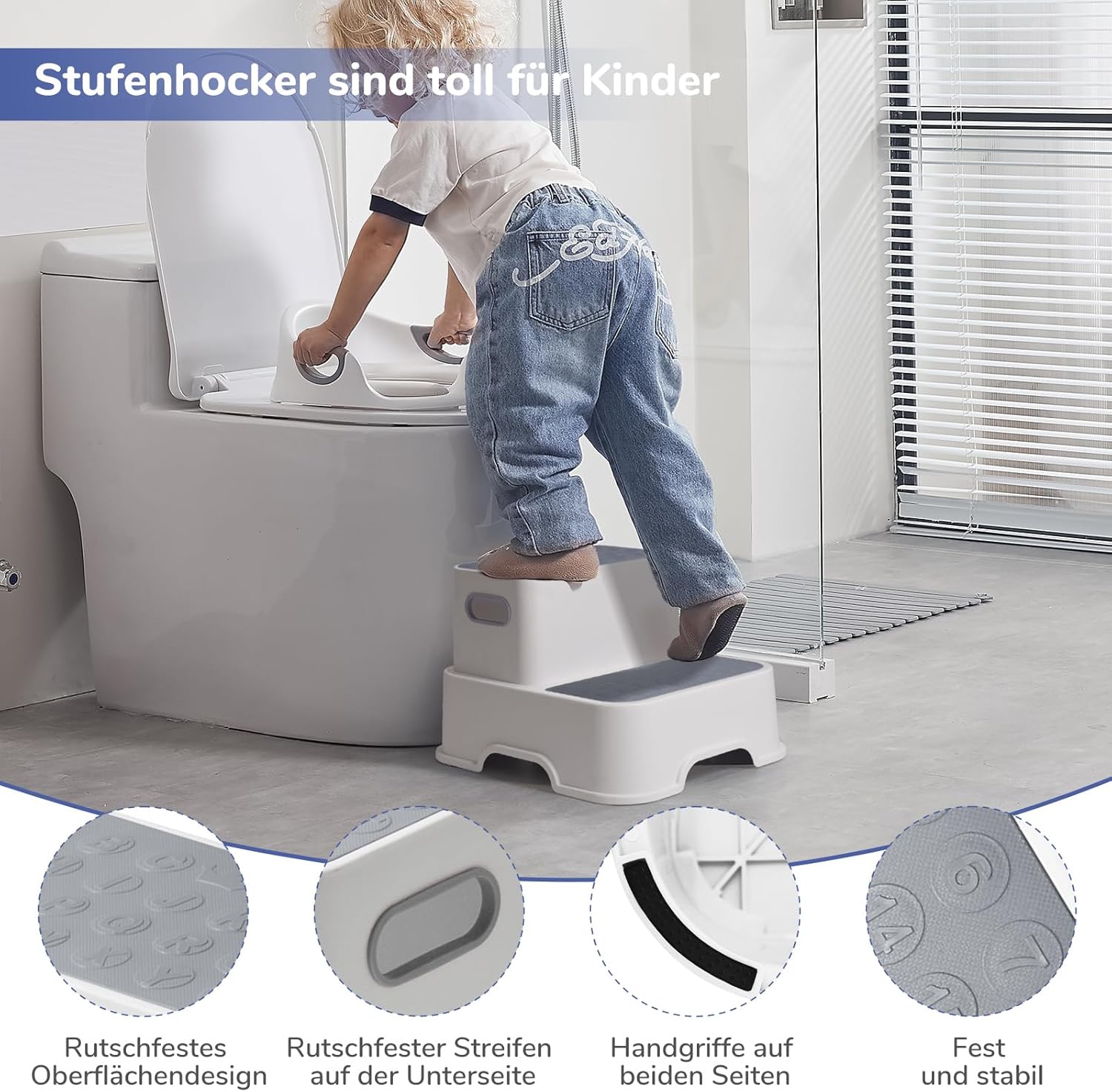 Detalle 2 de DEANIC Toilettensitz für Kinder mit 2‑Stufen Hocker 🚽