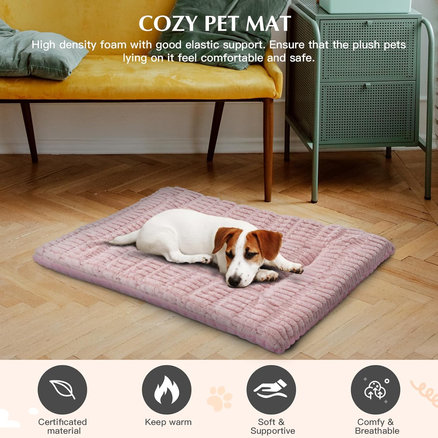 Detalle de IEUUMLER Dog Bed, Dual-Purpose Reversible Cushion (60x45 cm) in Pink