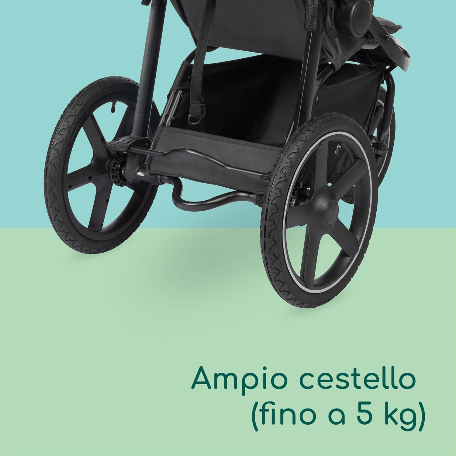 Detalle de Bebeconfort Cloudy – Passeggino 3 Ruote con Ruote Grandi, reclinabile e pieghevole, 0–4 anni, Mineral Graphite