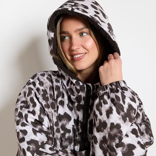 Thumbnail 7 de OHS Women's Leopard Print Changing Robe: Oversized Waterproof Rain Coat with Fleece Lining