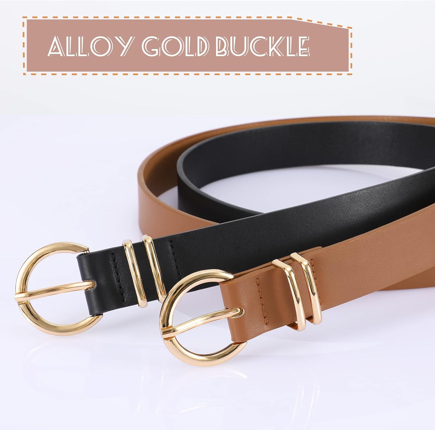 Detalle 2 de VONMELLI leather belt 2 pack 1.1 inch