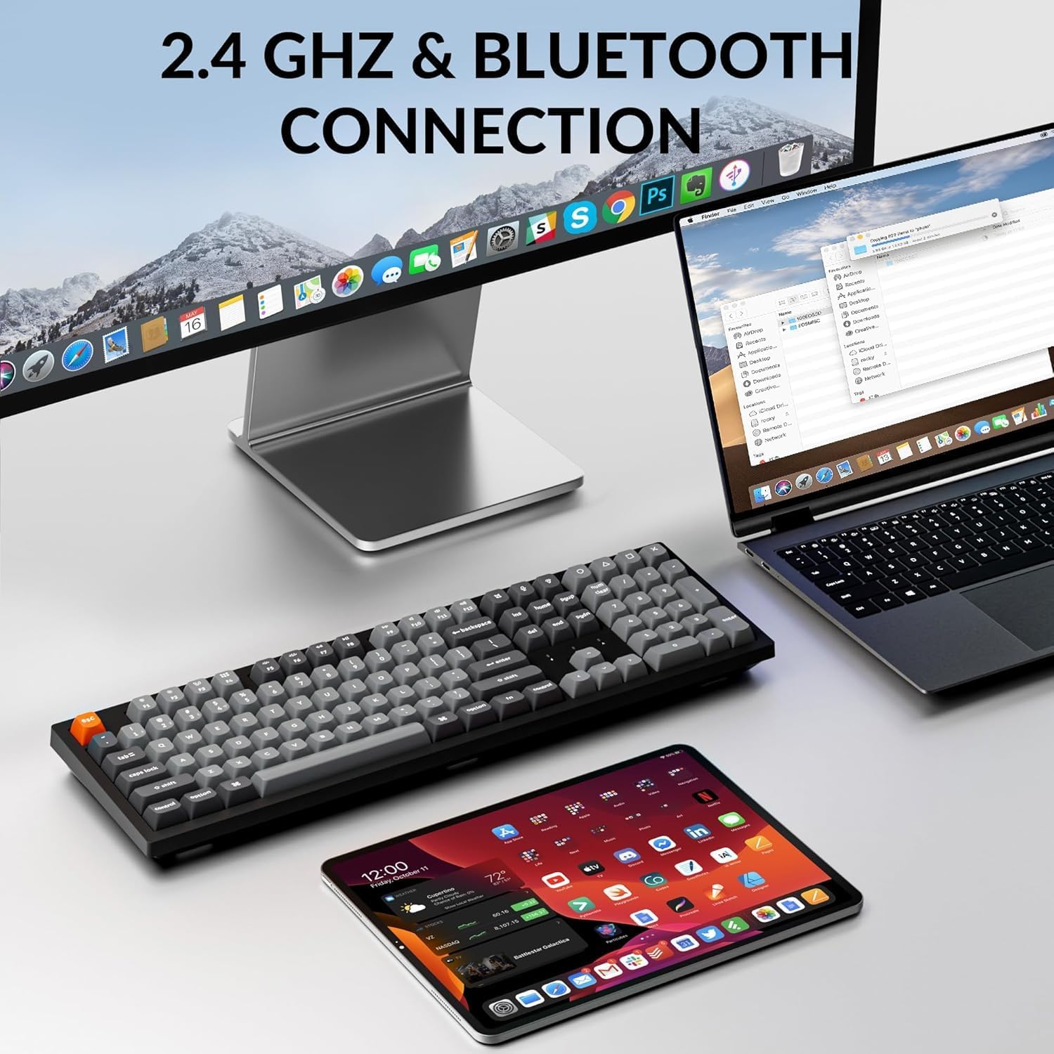 Thumbnail 1 de Keychron K10 Max Wireless Mechanical Keyboard - UK Layout, Full-Size, QMK Programmable Red Switch