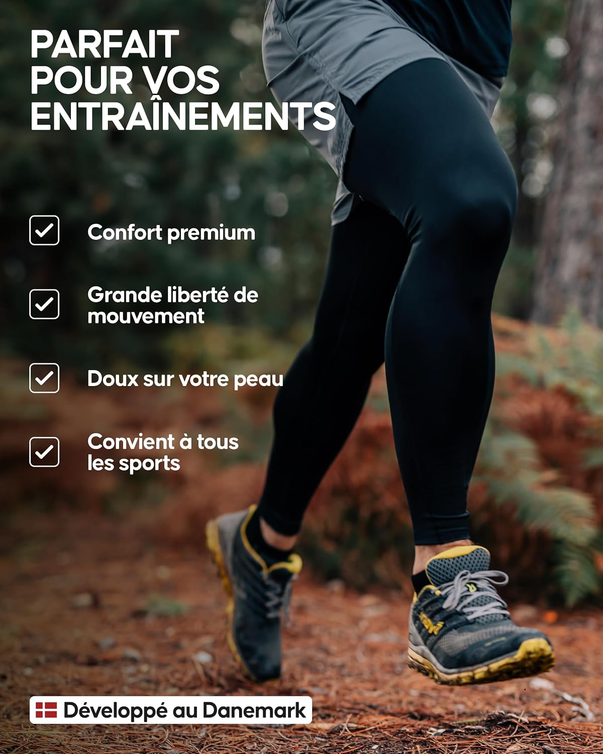 Thumbnail 2 de Danish Endurance Leggings de compression homme (lot de 2) pour course, salle et entraînement