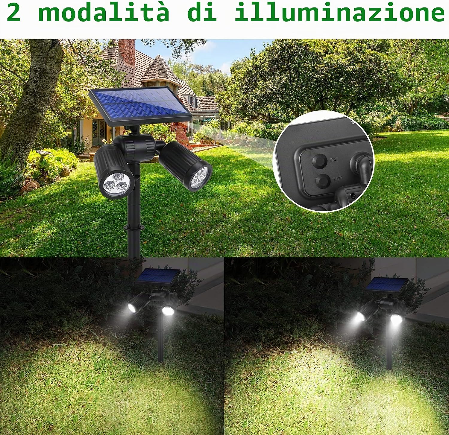 Thumbnail 4 de ARTINABS Lampada Solare da Esterno 2 in 1 con 6 Posizioni Regolabili – Kit 2 Pezzi