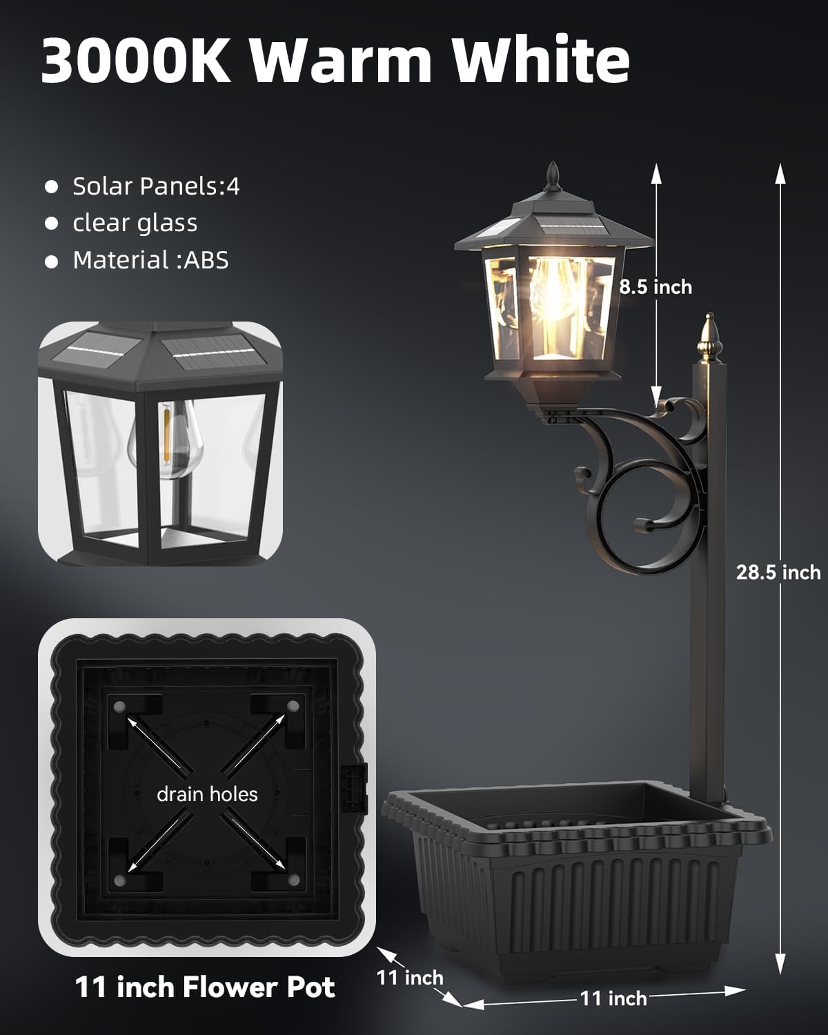 Detalle de DOESLAG SL0155 2-in-1 Solar Planter Light, Waterproof, Wall-Mount or Freestanding