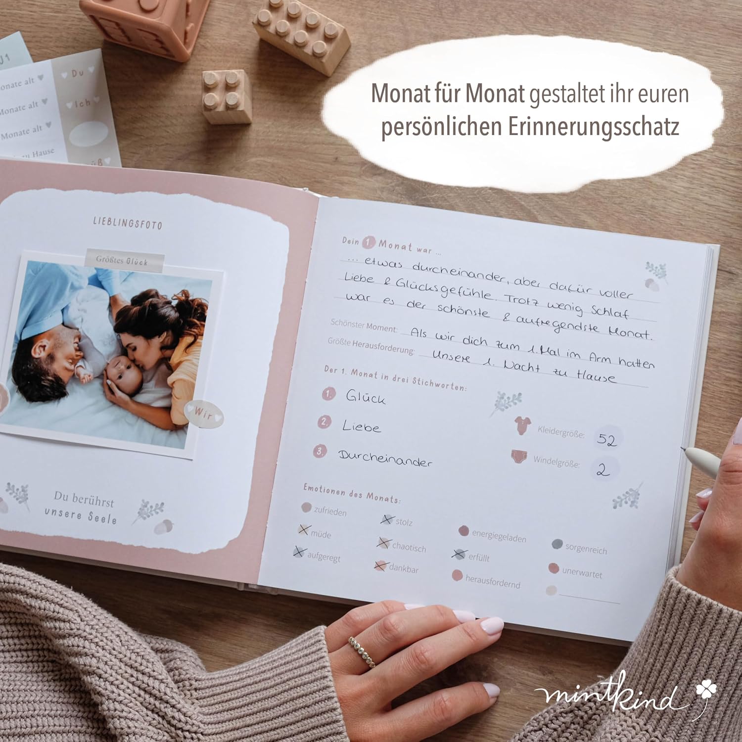 Detalle 2 de mintkind Mein erstes Jahr Babyalbum Wald 176 Seiten