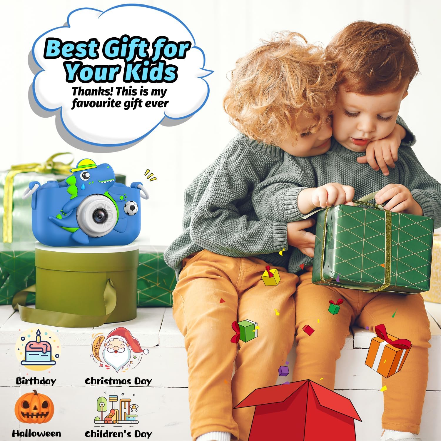 Thumbnail 1 de Cimizi H33 Dinosaur Kids Camera with Dual Cameras, 1080p Video and 8GB SD Card