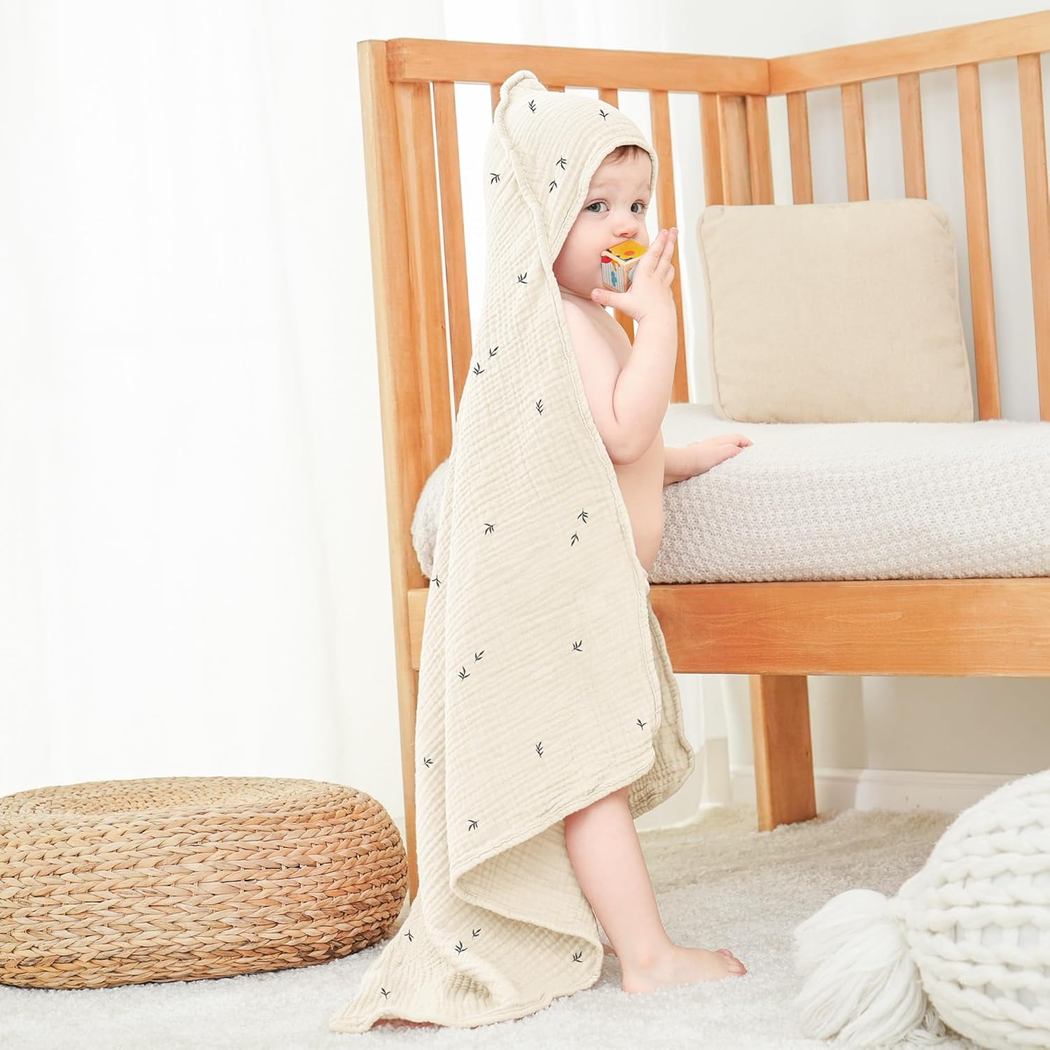 Thumbnail 2 de Susurration Baby Kapuzenhandtuch aus Musselin (2er-Set) – 4-lagig, 100 % Baumwolle, zum Einwickeln nach dem Baden