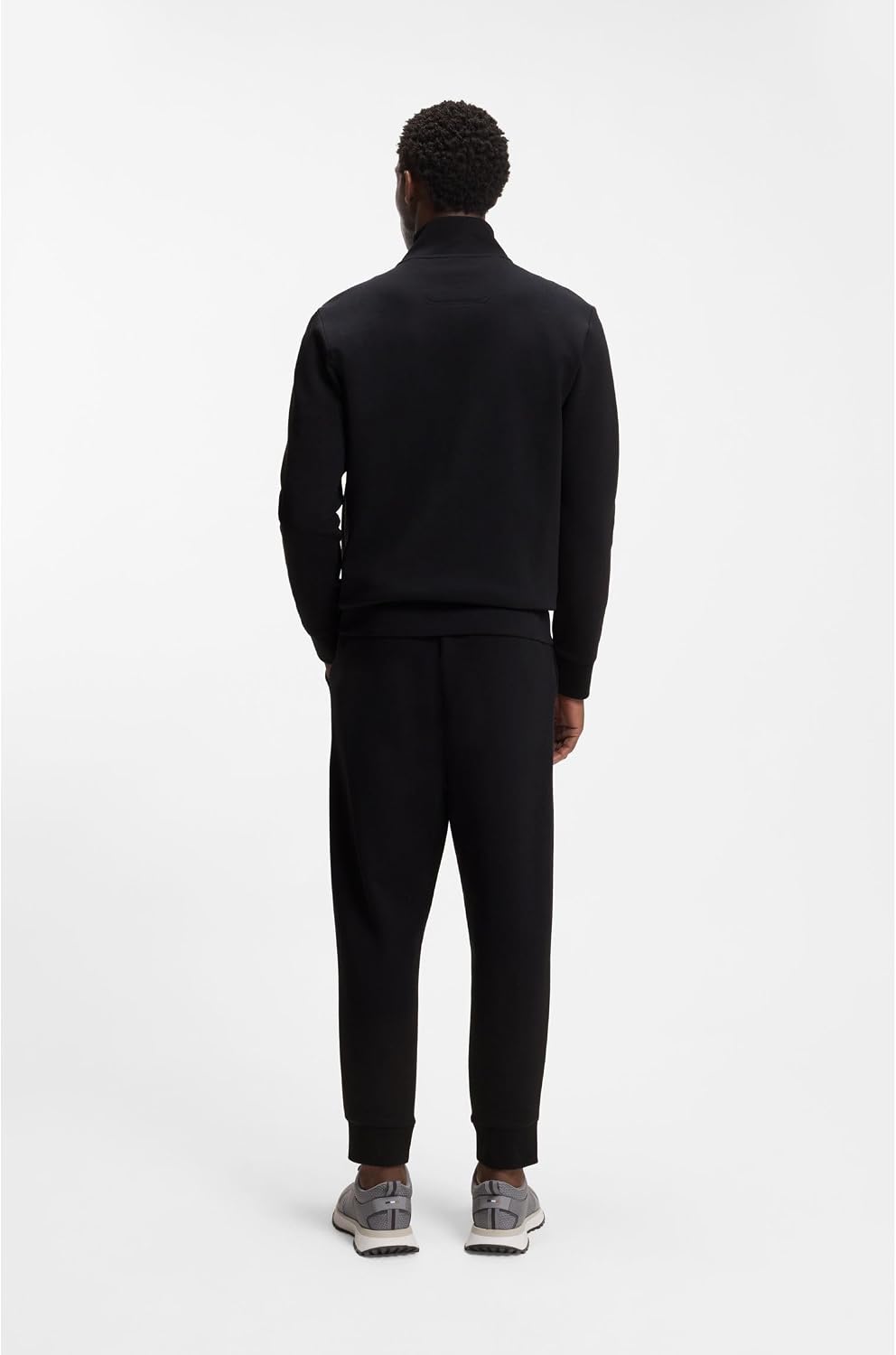 Detalle de BOSS Logo-print Zip-up Sweatshirt in Stretch Cotton